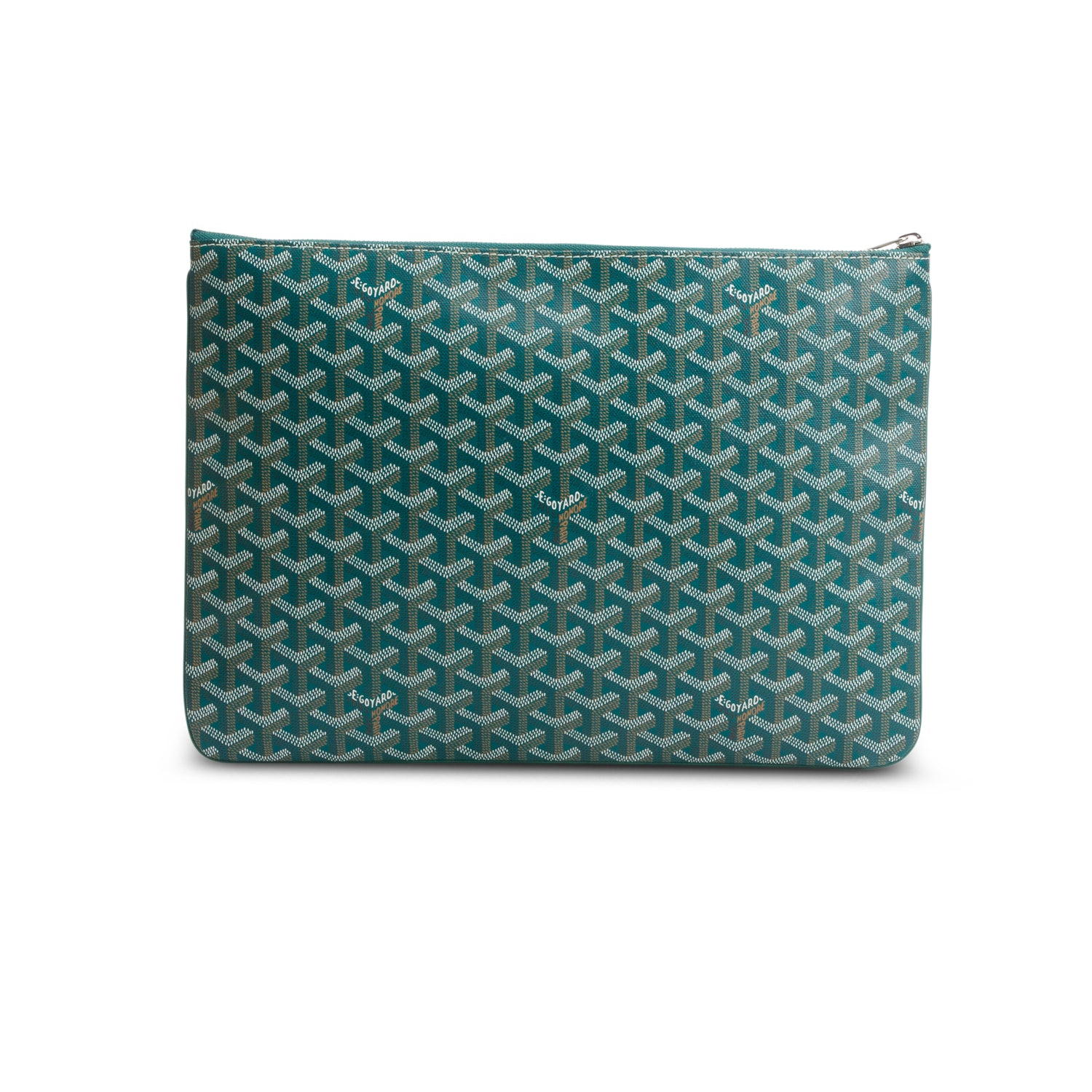 Goyard 2021 Green Goyardine Senat Pochette GM w/ Receipt