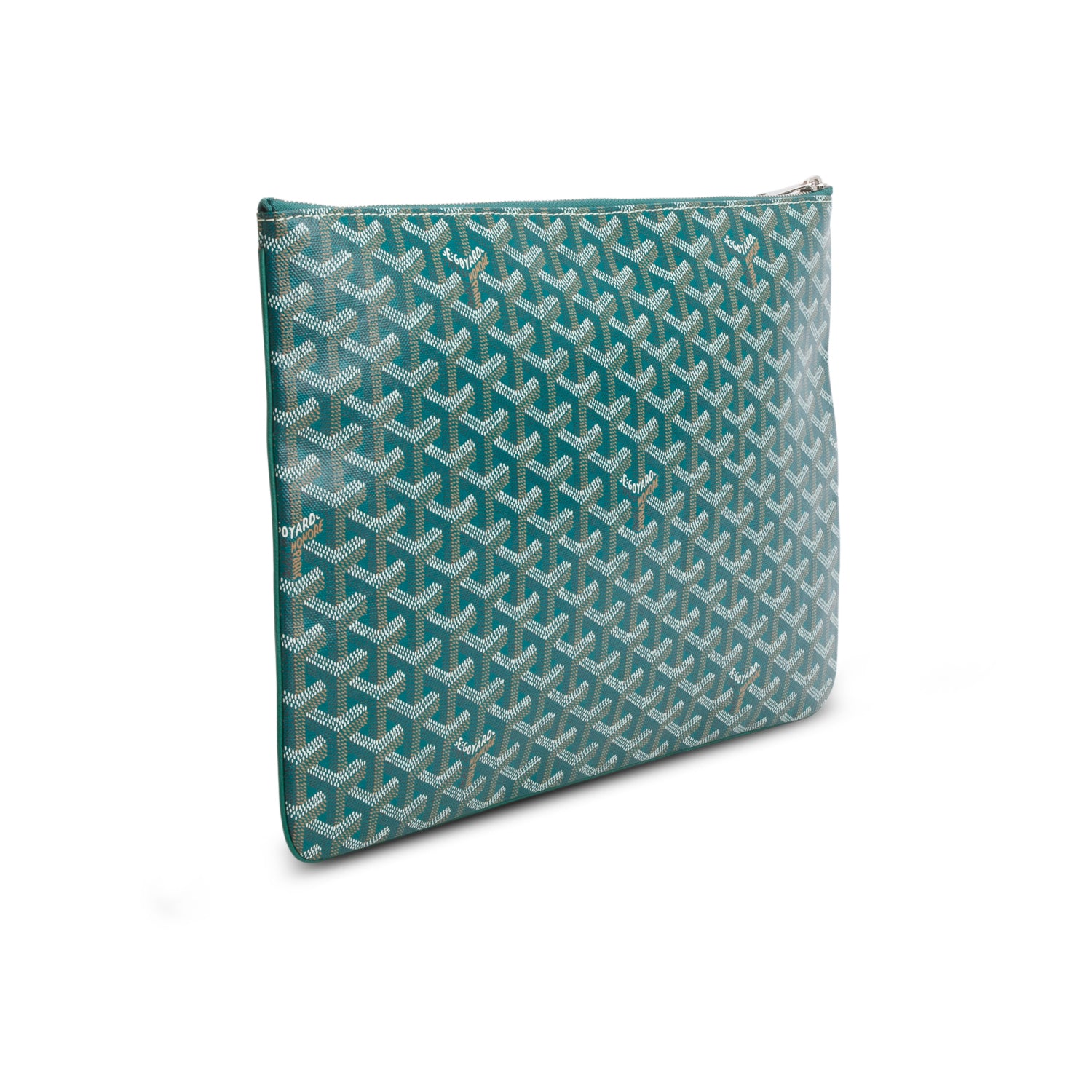 Goyard 2021 Green Goyardine Senat Pochette GM w/ Receipt