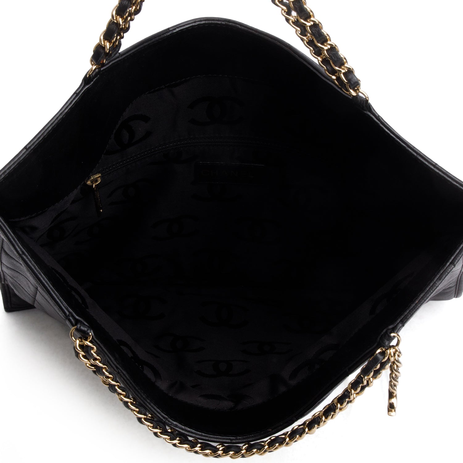 Chanel Black Lambskin Chocolate Bar Fold Down Envelope Clutch