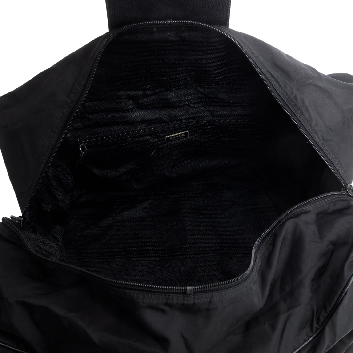 Prada Black Tessuto Nylon Vela Duffle Bag