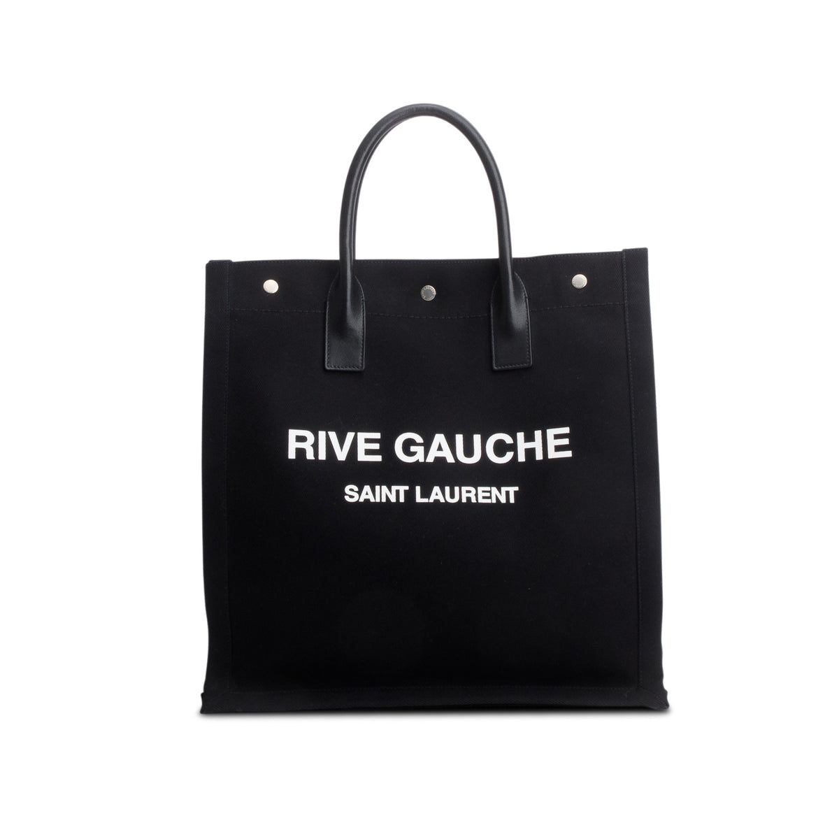 Saint Laurent 2023 Black Linen Calfskin Rive Gauche N/S Tote