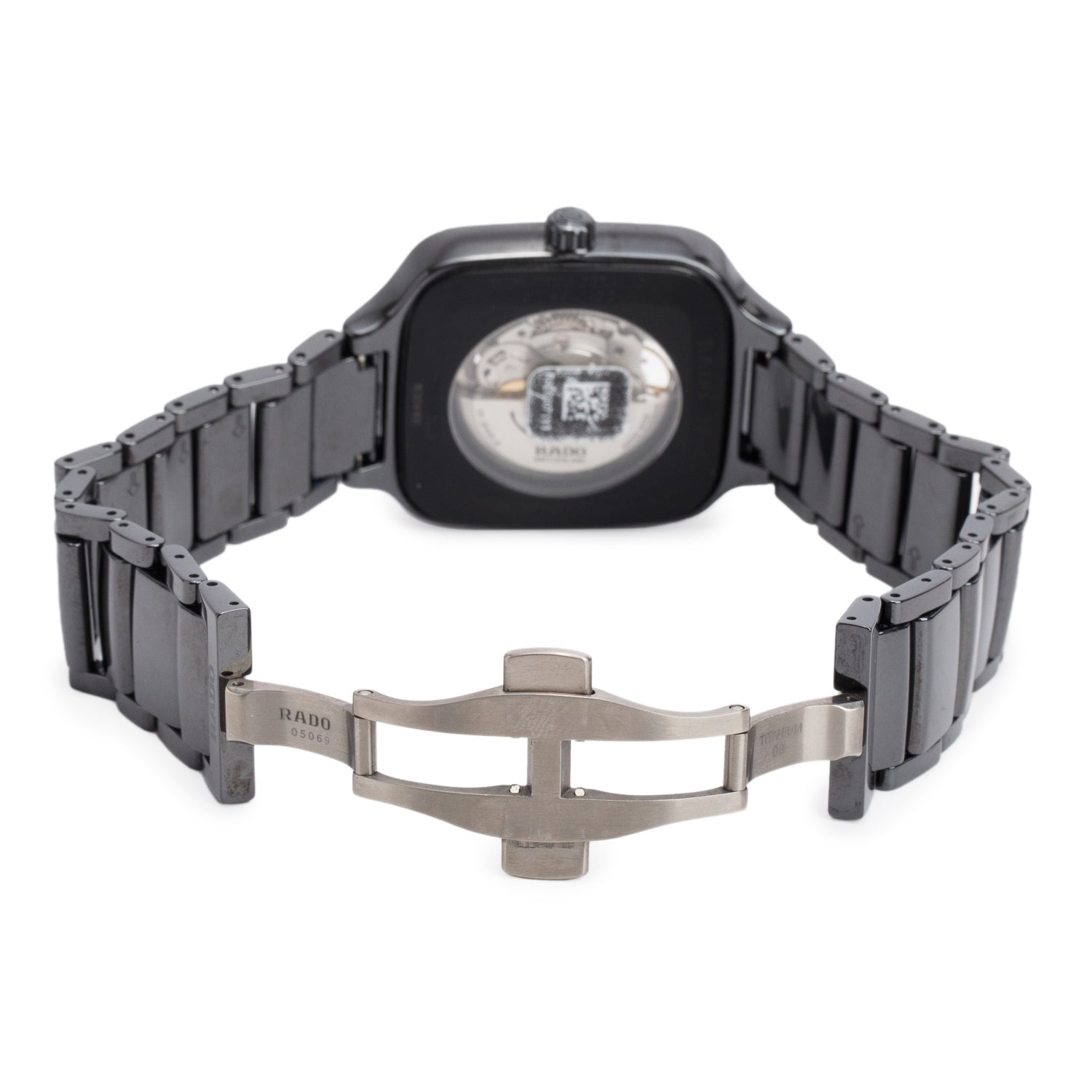 Rado 2022 Black Ceramic True Square Open Heart Automatic Watch w/ Box & Papers