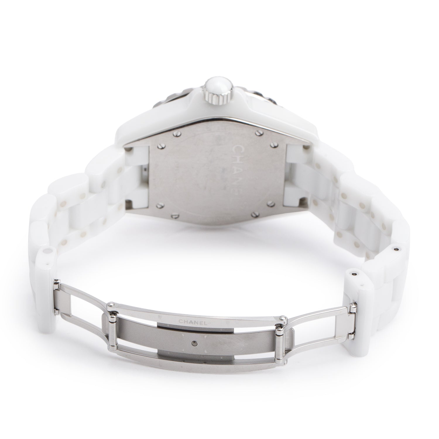 Chanel White Ceramic J12 38 MM Automatic Watch Diamond Dial