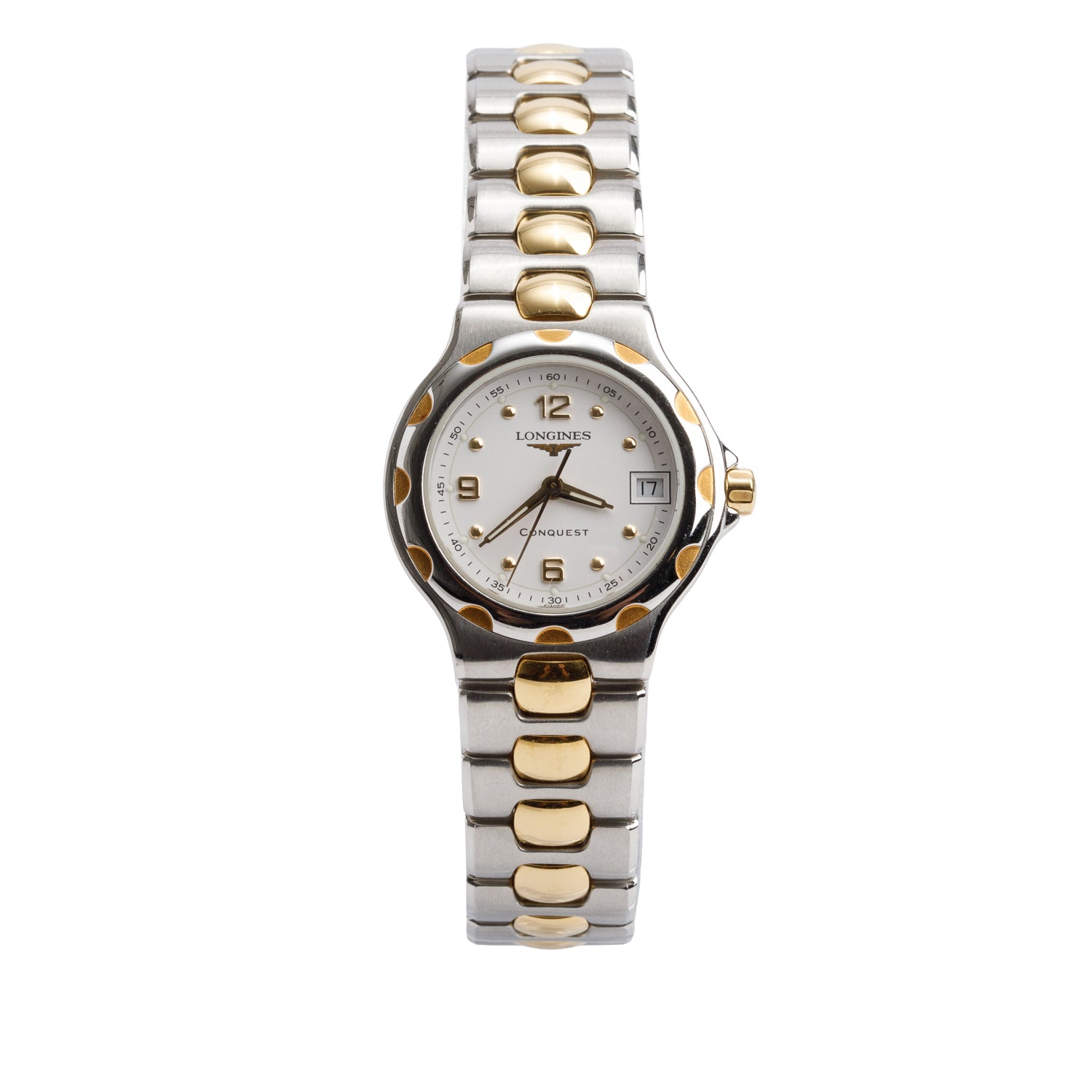 Longines Stainless Steel & Gold Plated Conquest 25 MM Quartz Watch White Dial