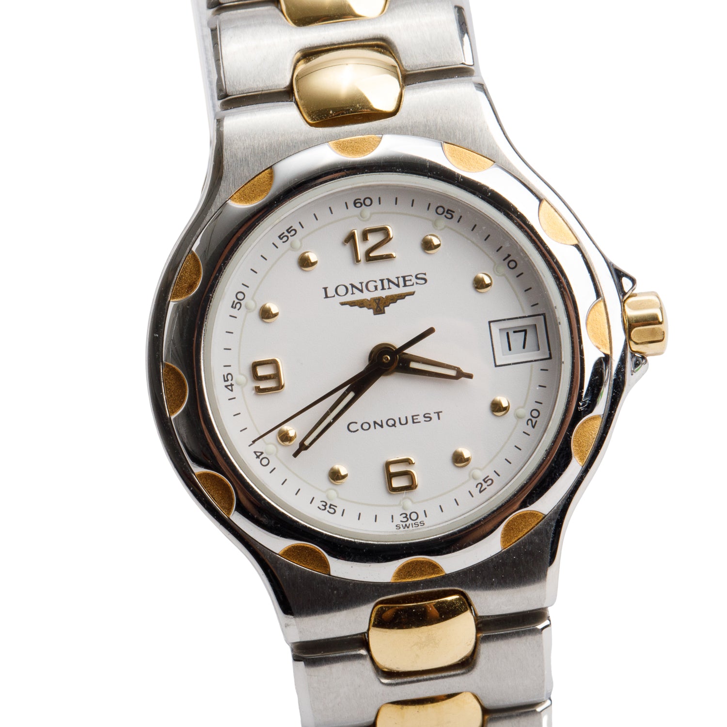 Longines Stainless Steel & Gold Plated Conquest 25 MM Quartz Watch White Dial