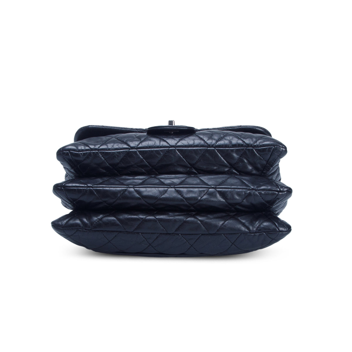 Chanel Black Lambskin Quilted 3 Accordion Flap Bag