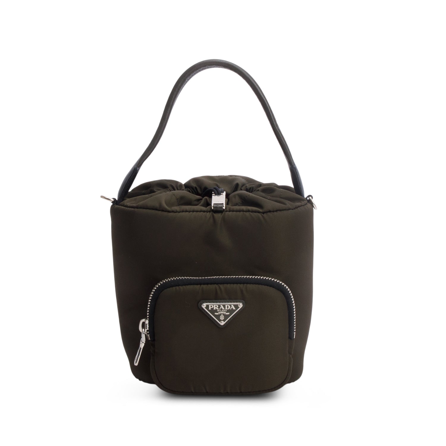 Prada Green Re-Nylon Saffiano Duet Bucket Bag w/ Authenticity Card & Strap