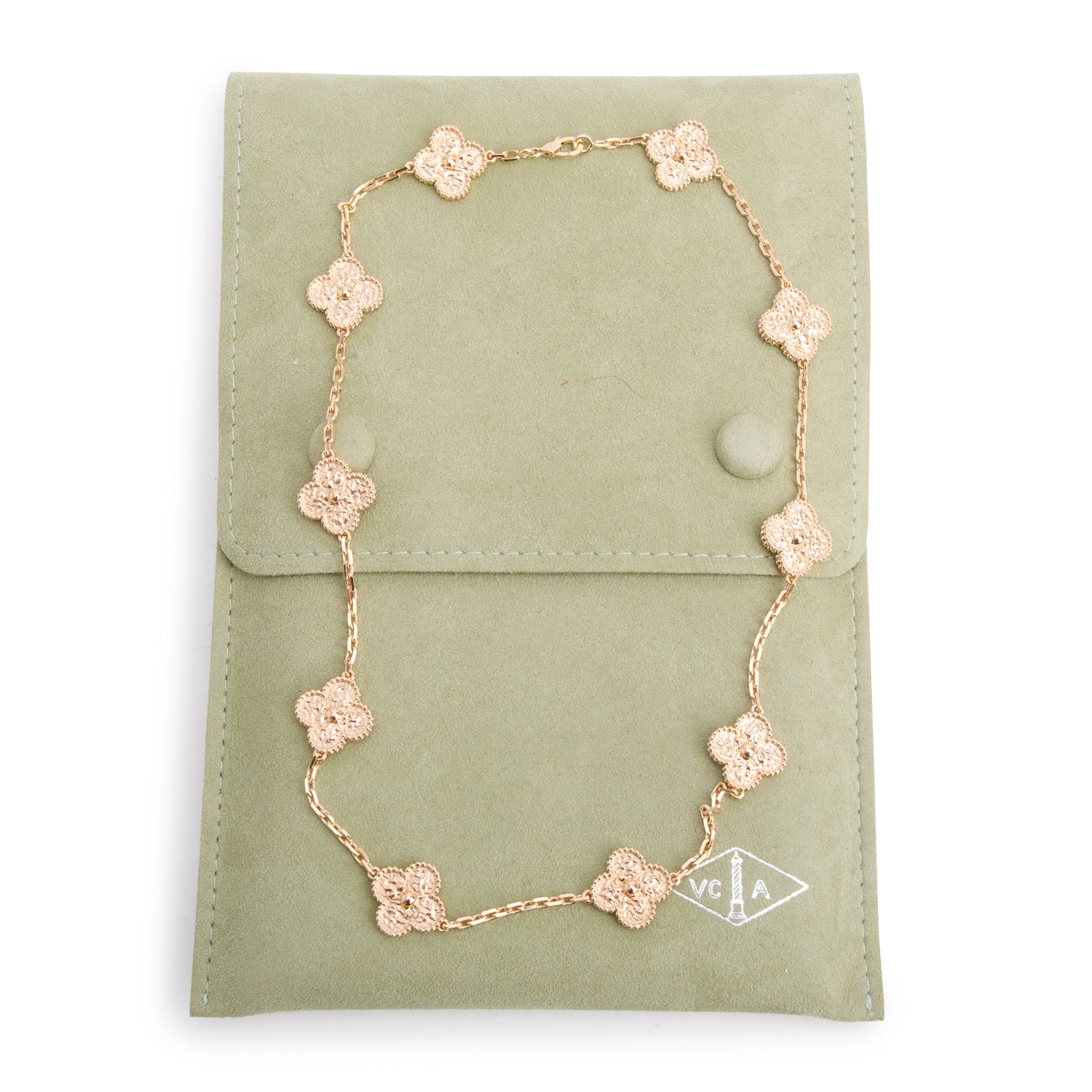 Van Cleef & Arpels 18k Rose Gold Vintage Alhambra 10 Motif Necklace