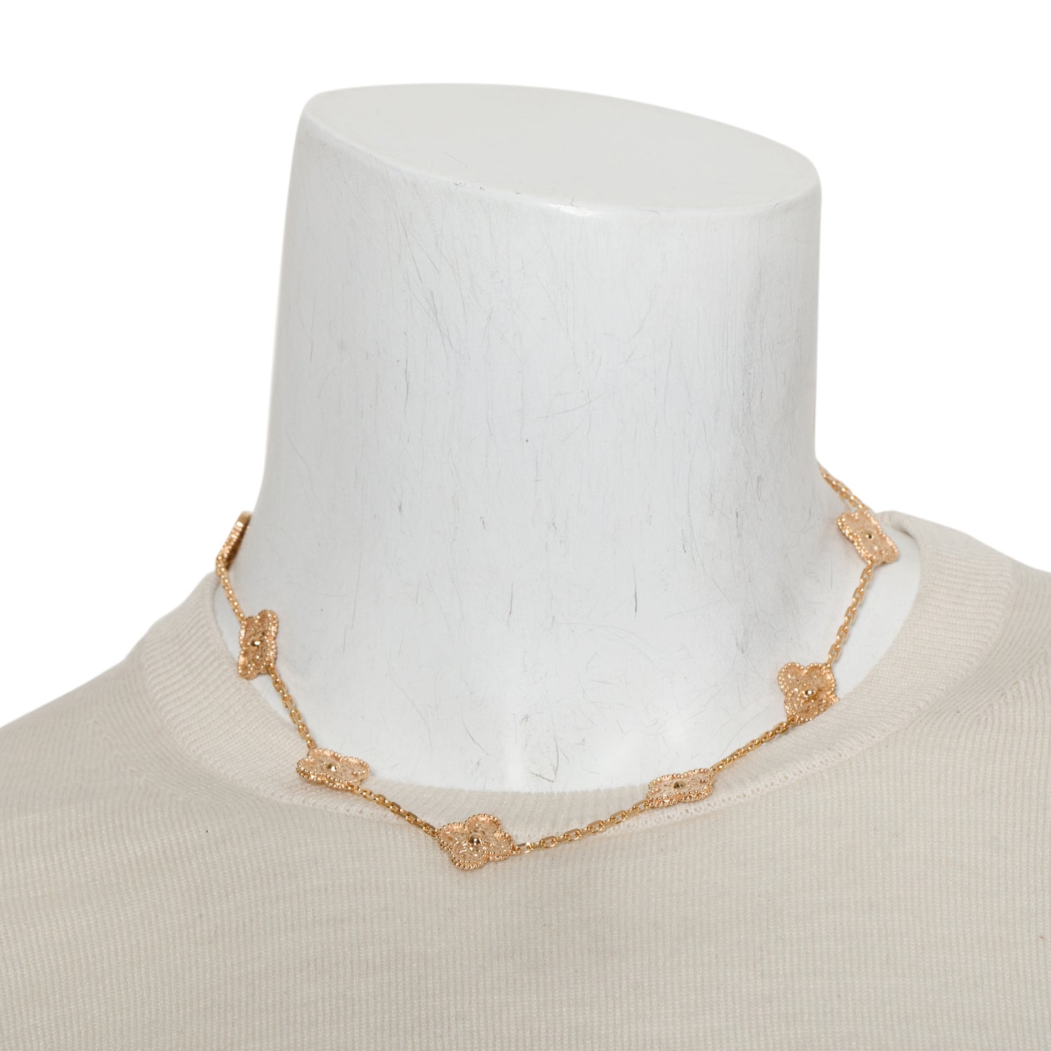 Van Cleef & Arpels 18k Rose Gold Vintage Alhambra 10 Motif Necklace