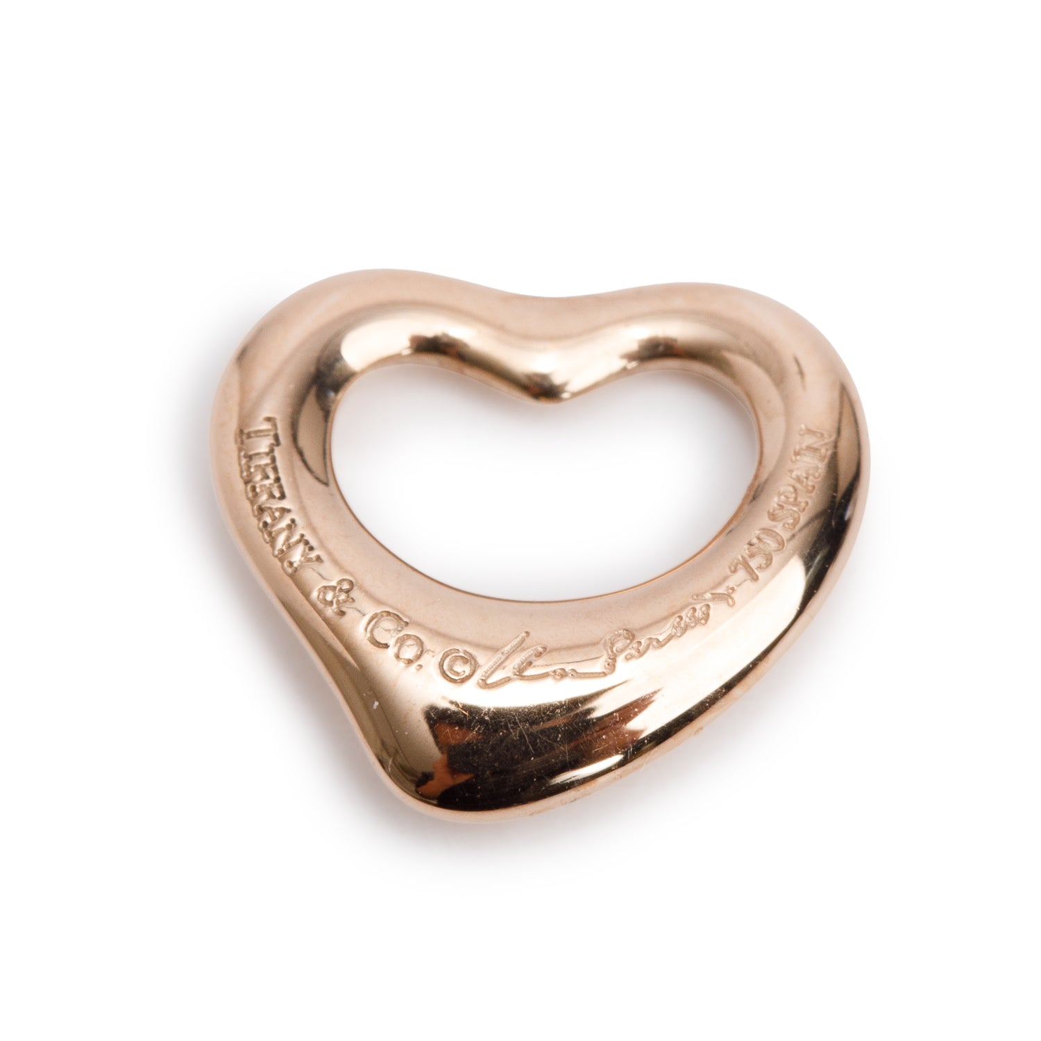 Tiffany & Co. Elsa Peretti 18k Rose Gold 11 MM Open Heart Charm Pendant