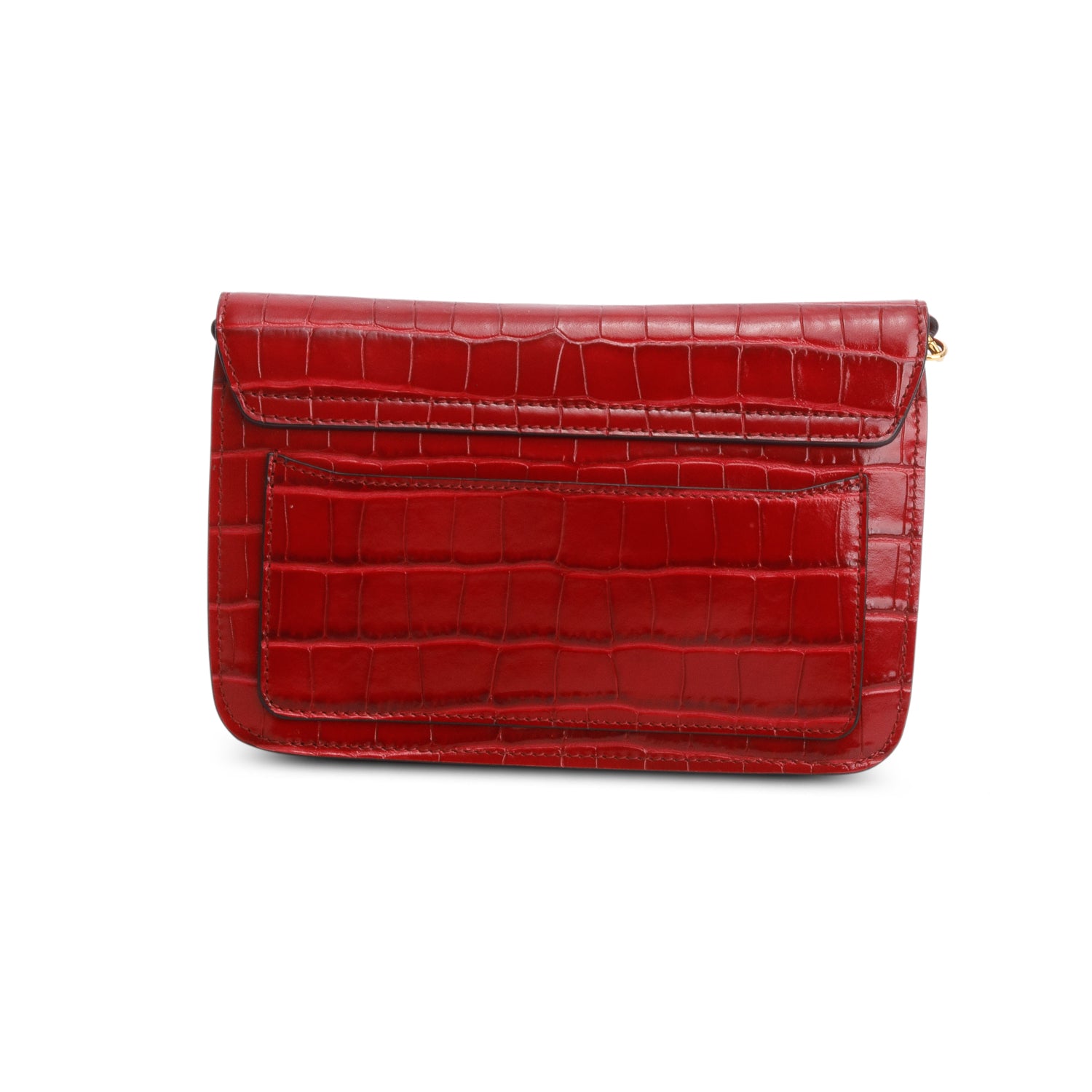 Chloe Red Calfskin Croc Embossed Small C Chain Clutch
