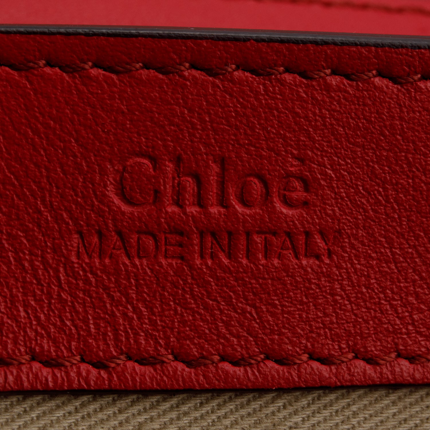 Chloe Red Calfskin Croc Embossed Small C Chain Clutch