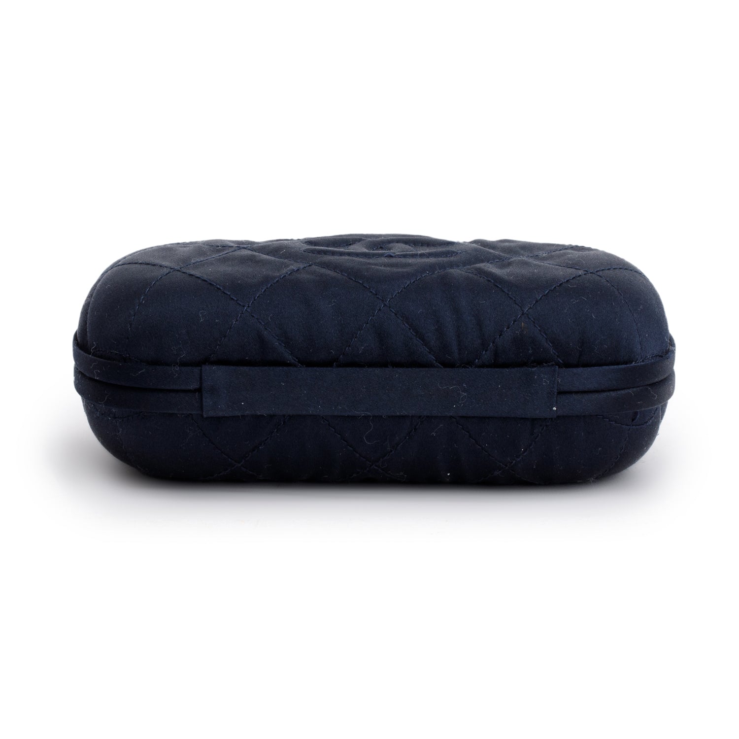 Chanel Vintage Navy Satin Quilted Mini Bijoux Clutch