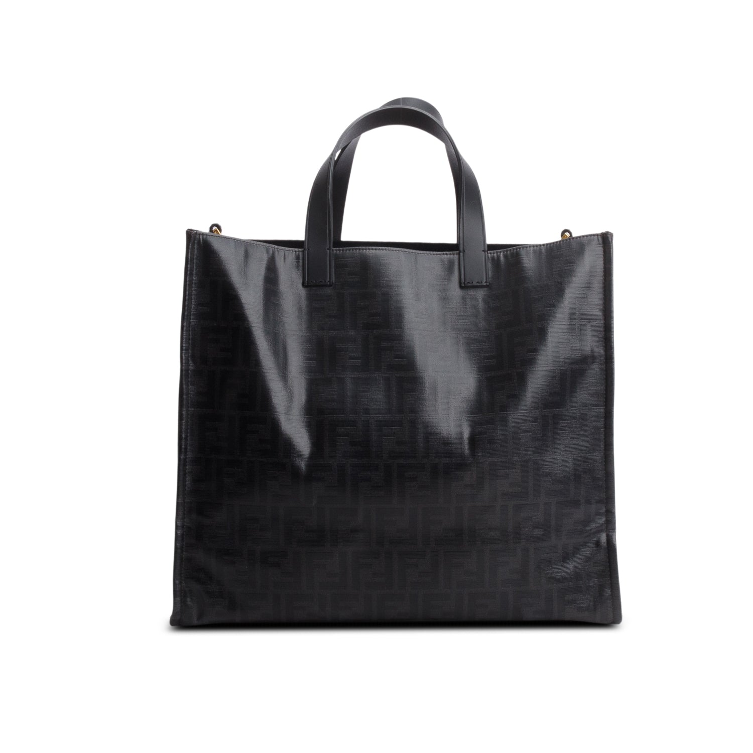 Fendi x Fila Black Glazed Fabric FF 1974 Mania Shopping Tote Bag