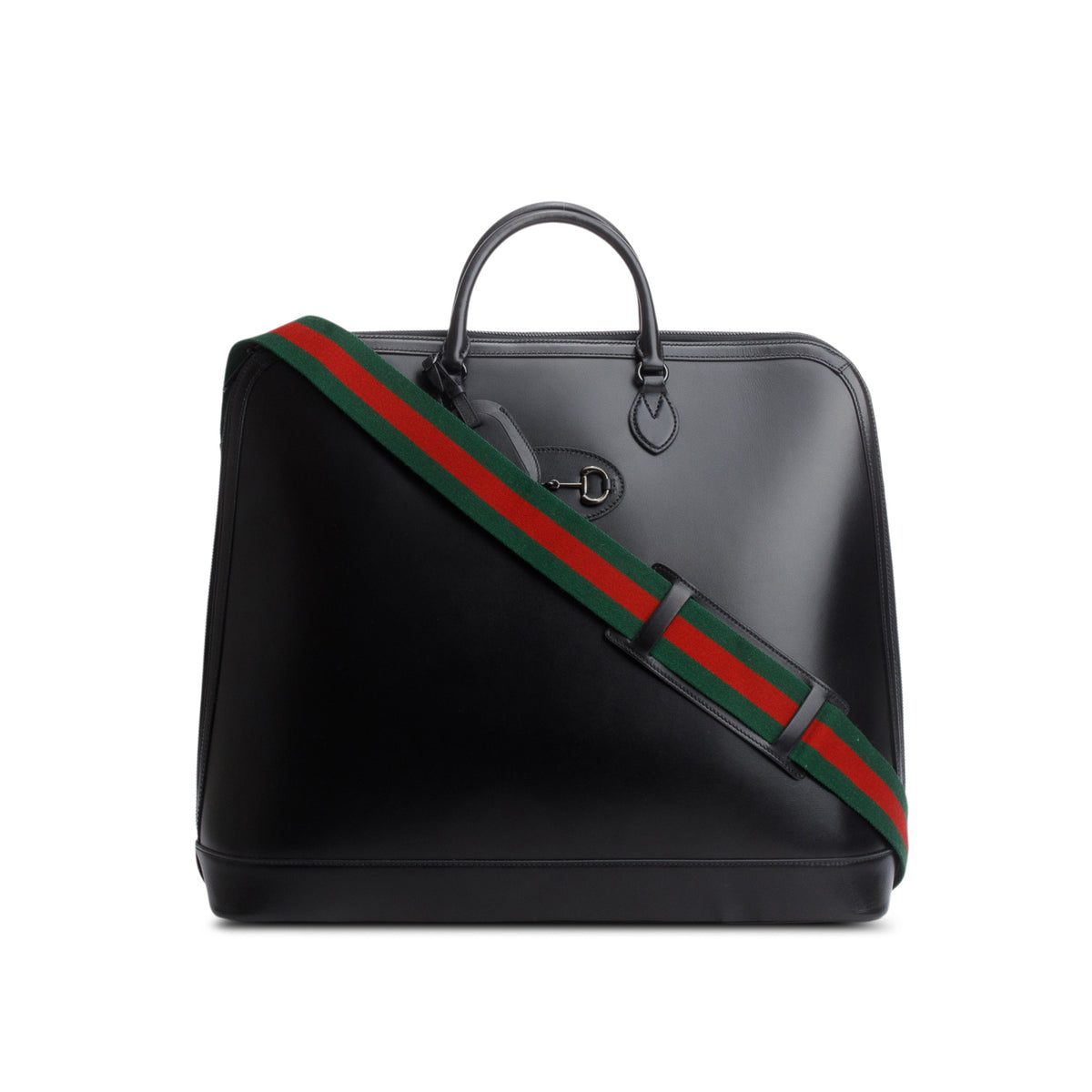 Gucci Black Boarded Plutone Calfskin Large Horsebit 1955 Duffle