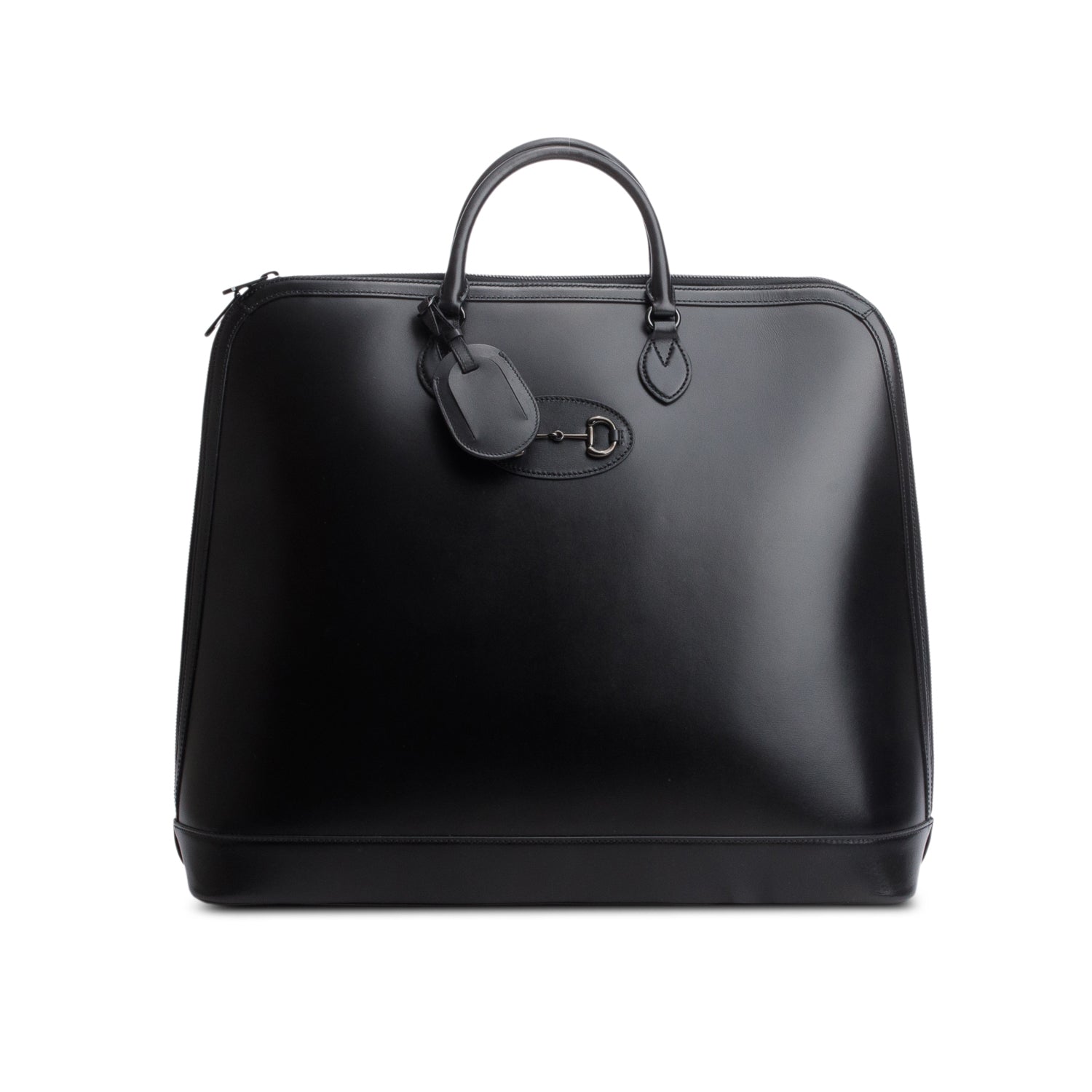 Gucci Black Boarded Plutone Calfskin Large Horsebit 1955 Duffle Bag w/ Strap