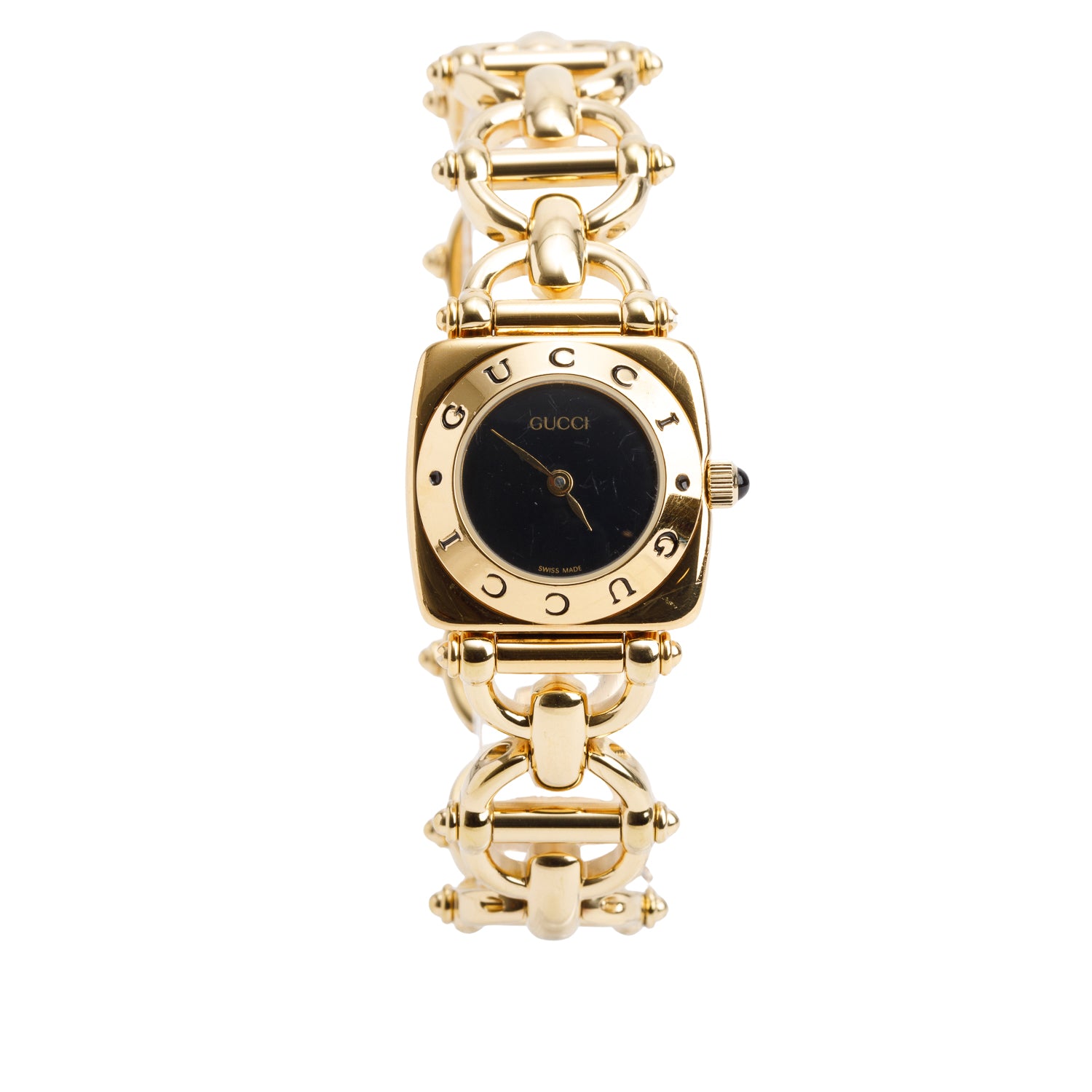 Gucci Gold-Plated Stainless Steel 6400 Series 22 MM Quartz Watch Black Dial
