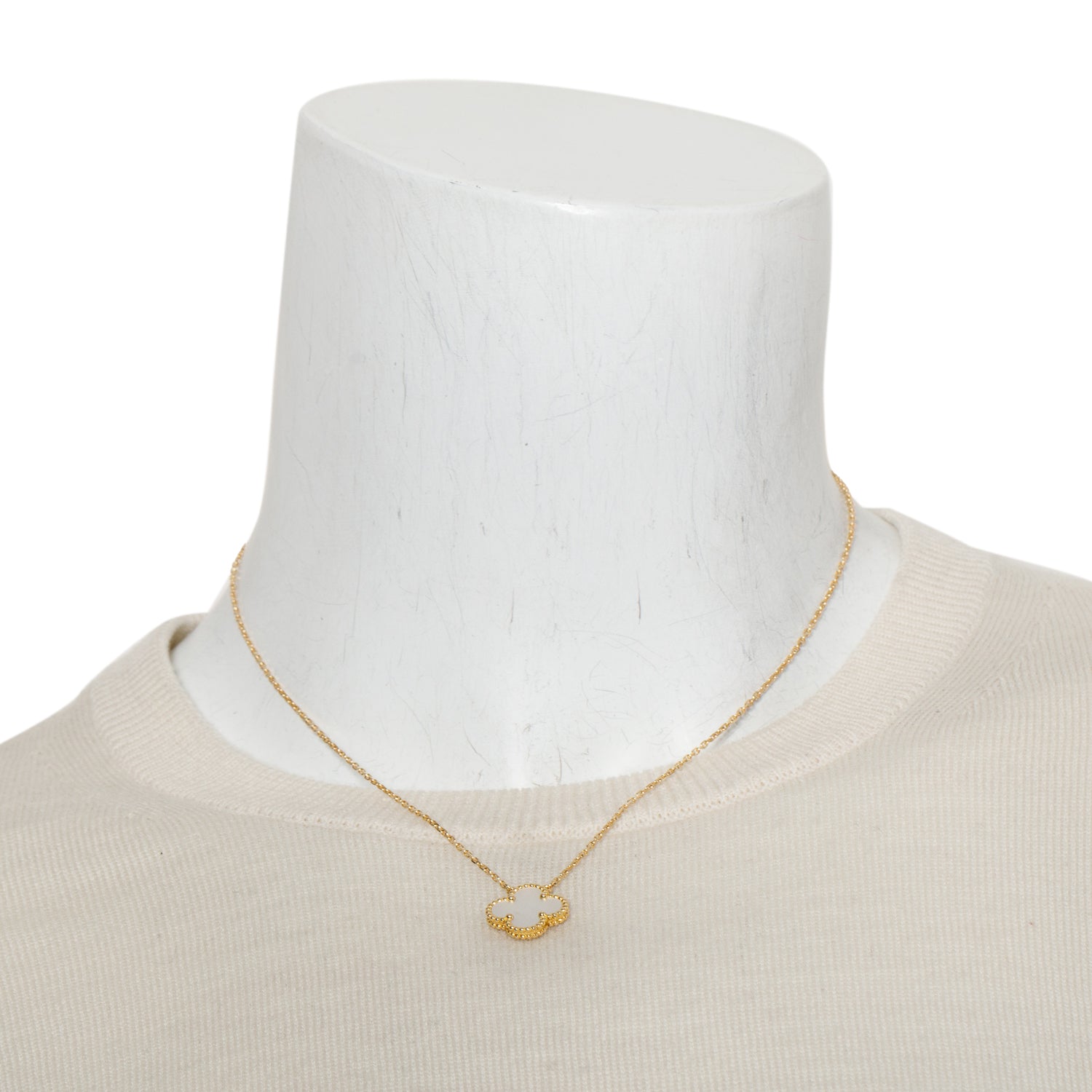 Van Cleef & Arpels 2021 18k Yellow Gold Vintage Alhambra Mother of Pearl Pendant Necklace w/ Box, Receipt & Certificate