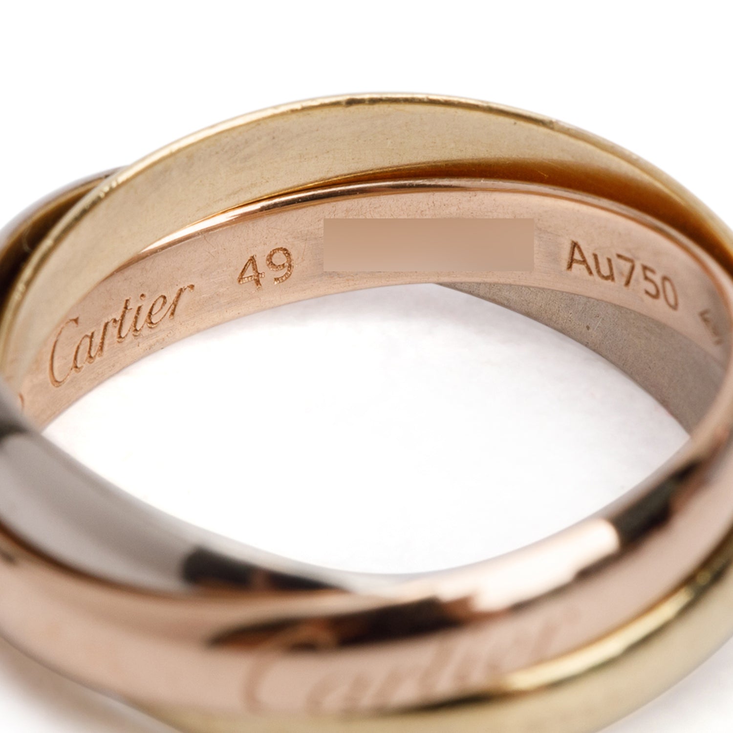 Cartier 18k Tri-Gold Trinity Rolling Ring, Small Model Size 49 5 w/ Box
