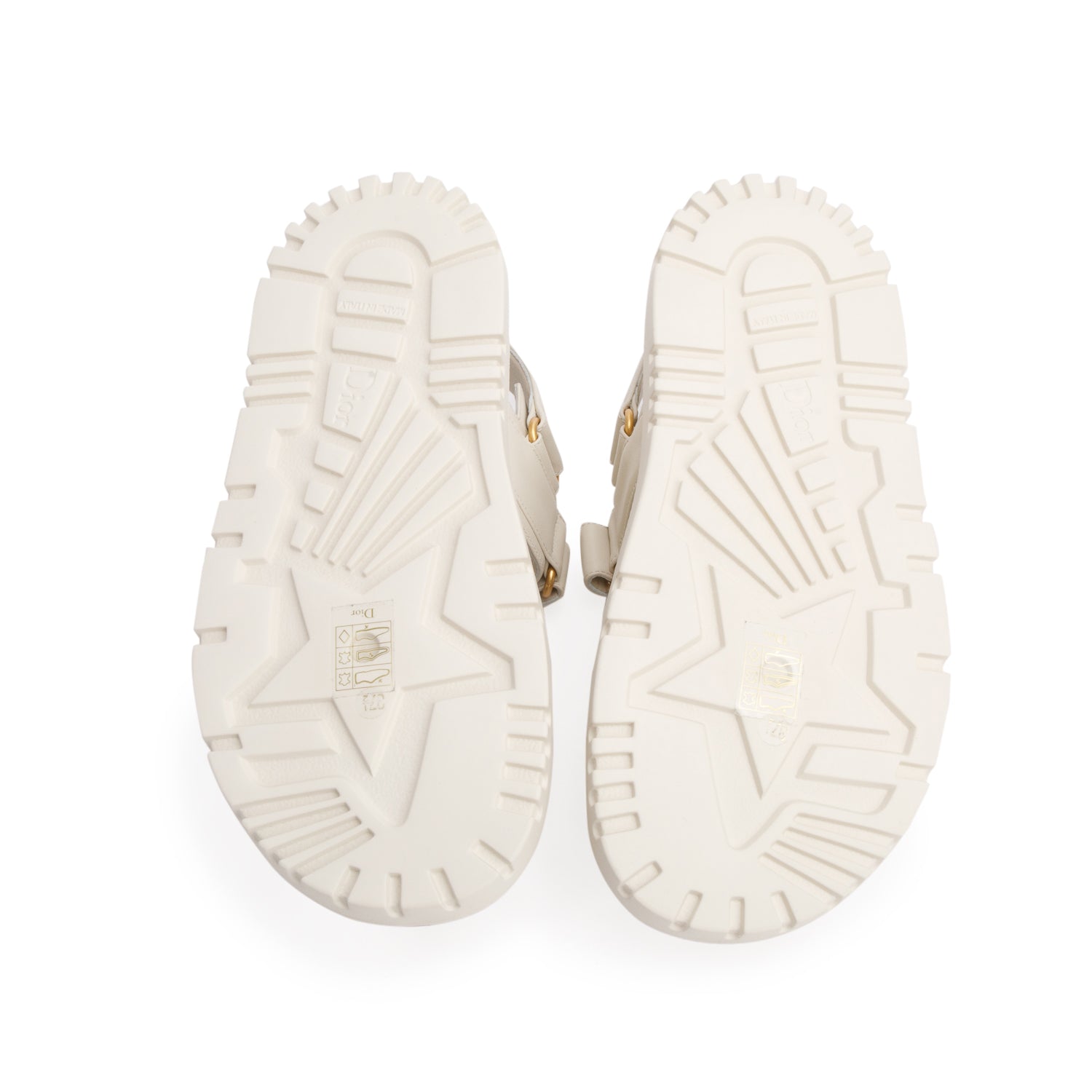 Christian Dior 2023 Cream Lambskin Dioract 10mm Sandals, Women's Size 37.5 w/ Box