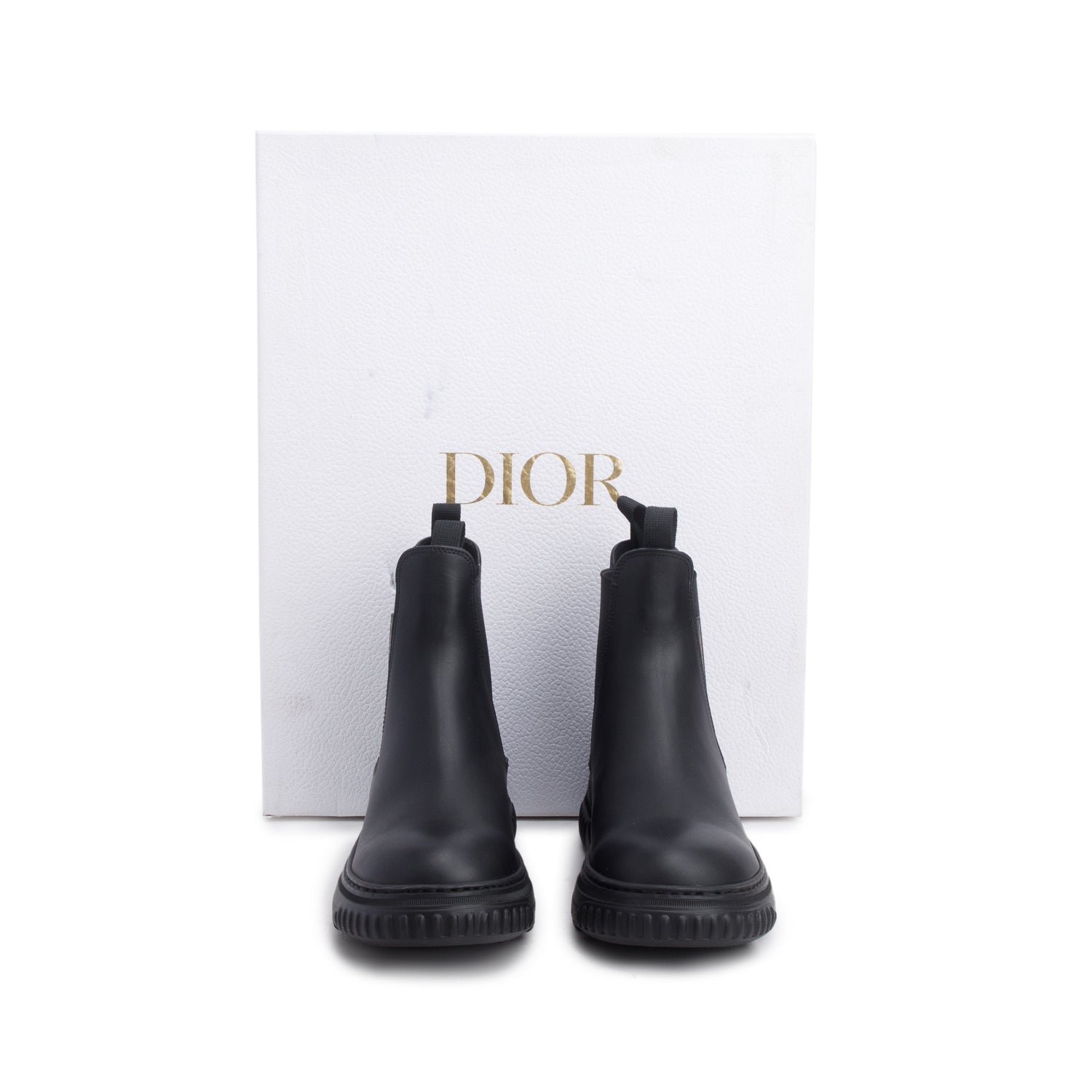Christian Dior Black Calfskin Leather D-Racer Chelsea Boots, Women's Size 35.5 w/ Box