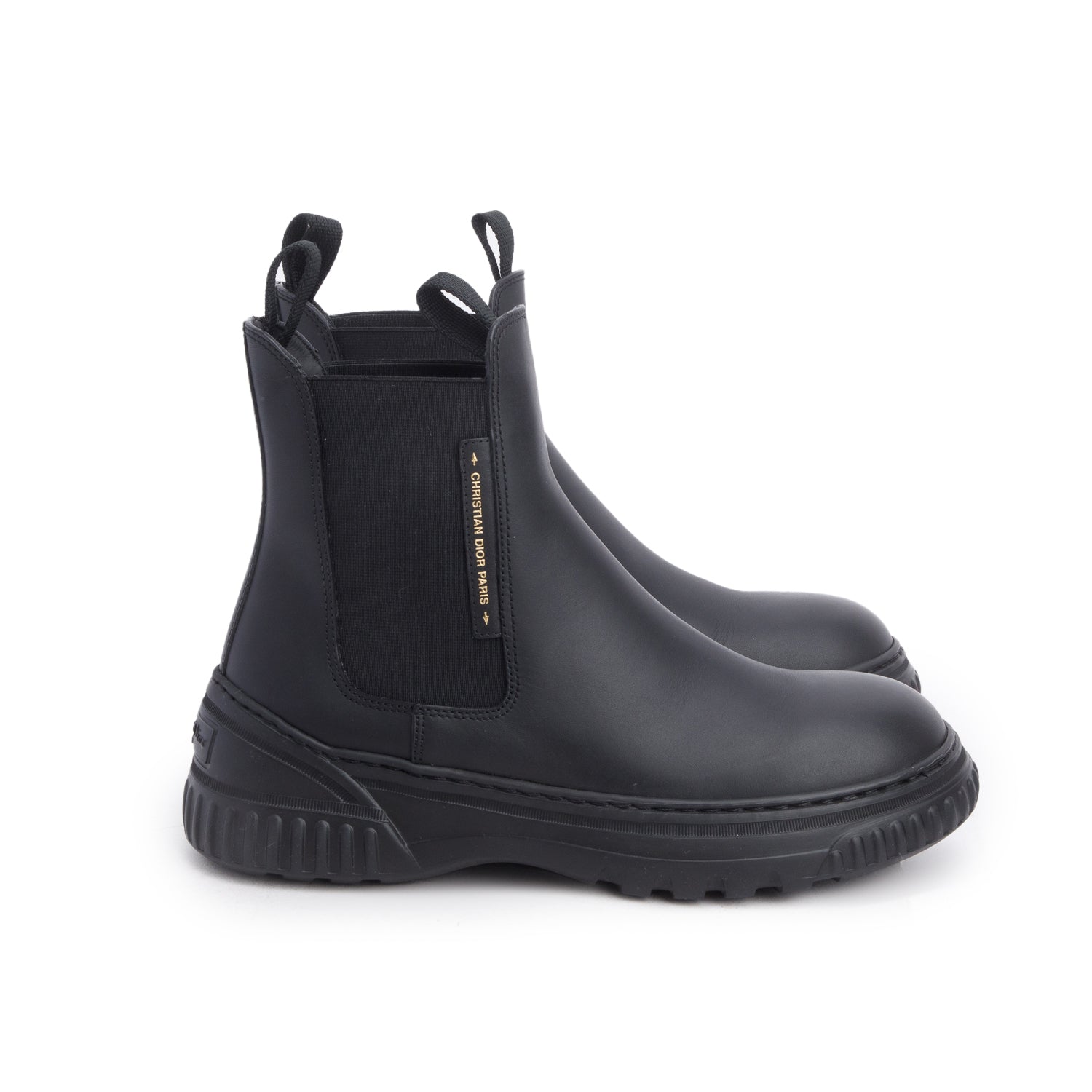 Christian Dior Black Calfskin Leather D-Racer Chelsea Boots, Women's Size 35.5 w/ Box