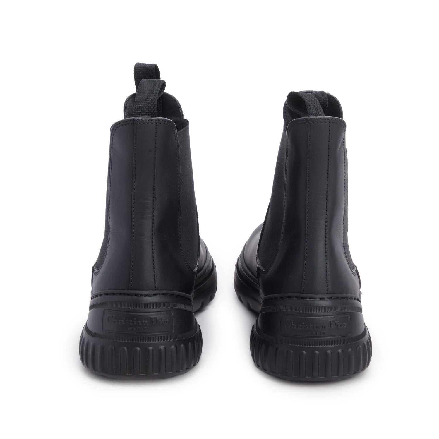 Christian Dior Black Calfskin Leather D-Racer Chelsea Boots, Women's Size 35.5 w/ Box