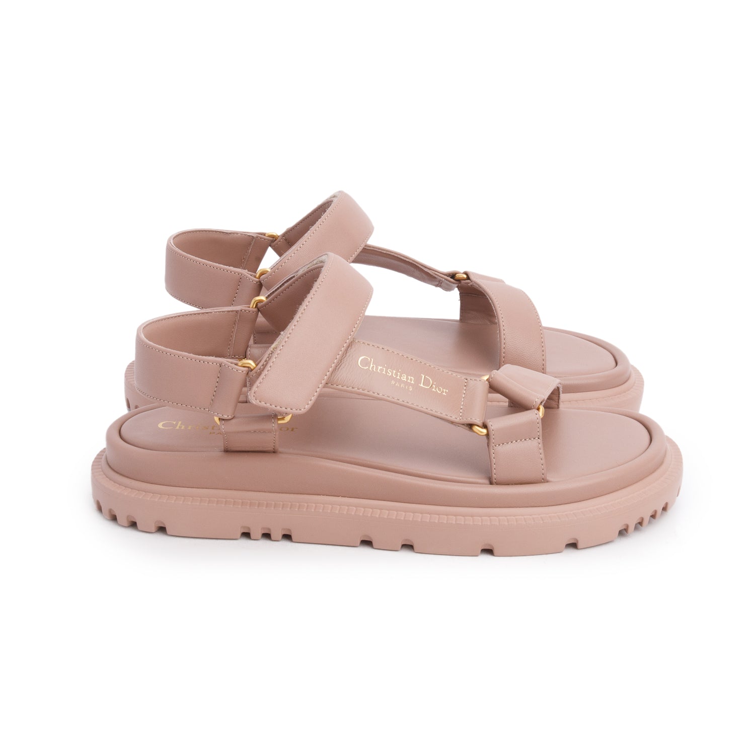 Christian Dior 2023 Pink Lambskin Leather D-Wave Sandals, Women's Size 38 w/ Box