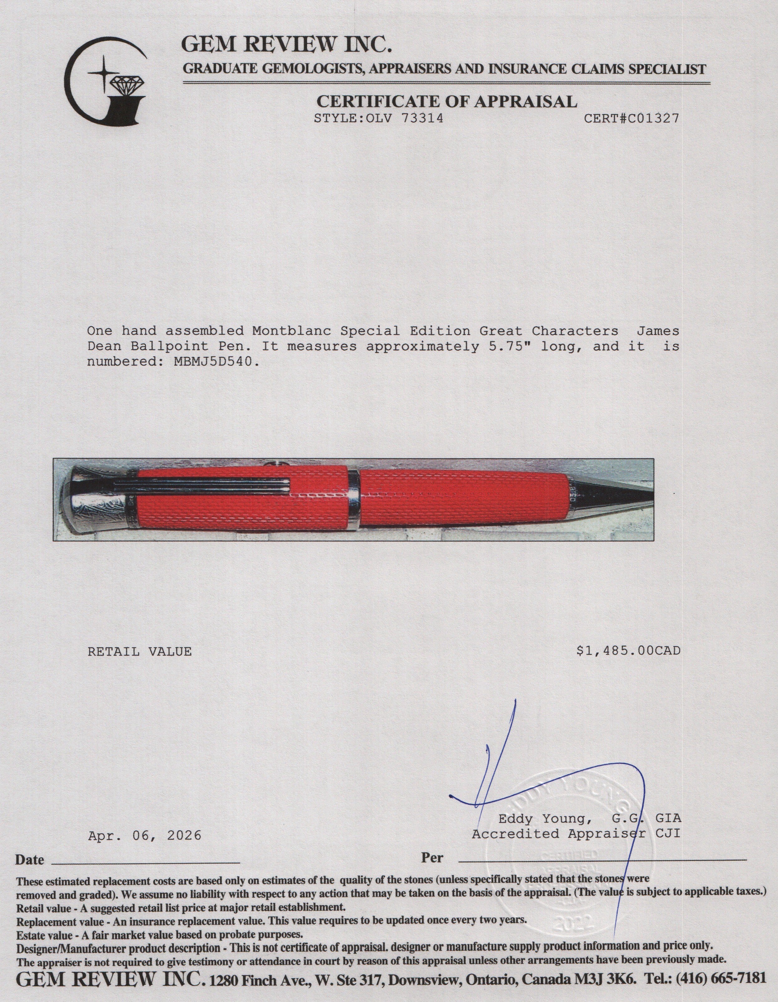 Montblanc Special Edition Great Characters James Dean Ballpoint Pen