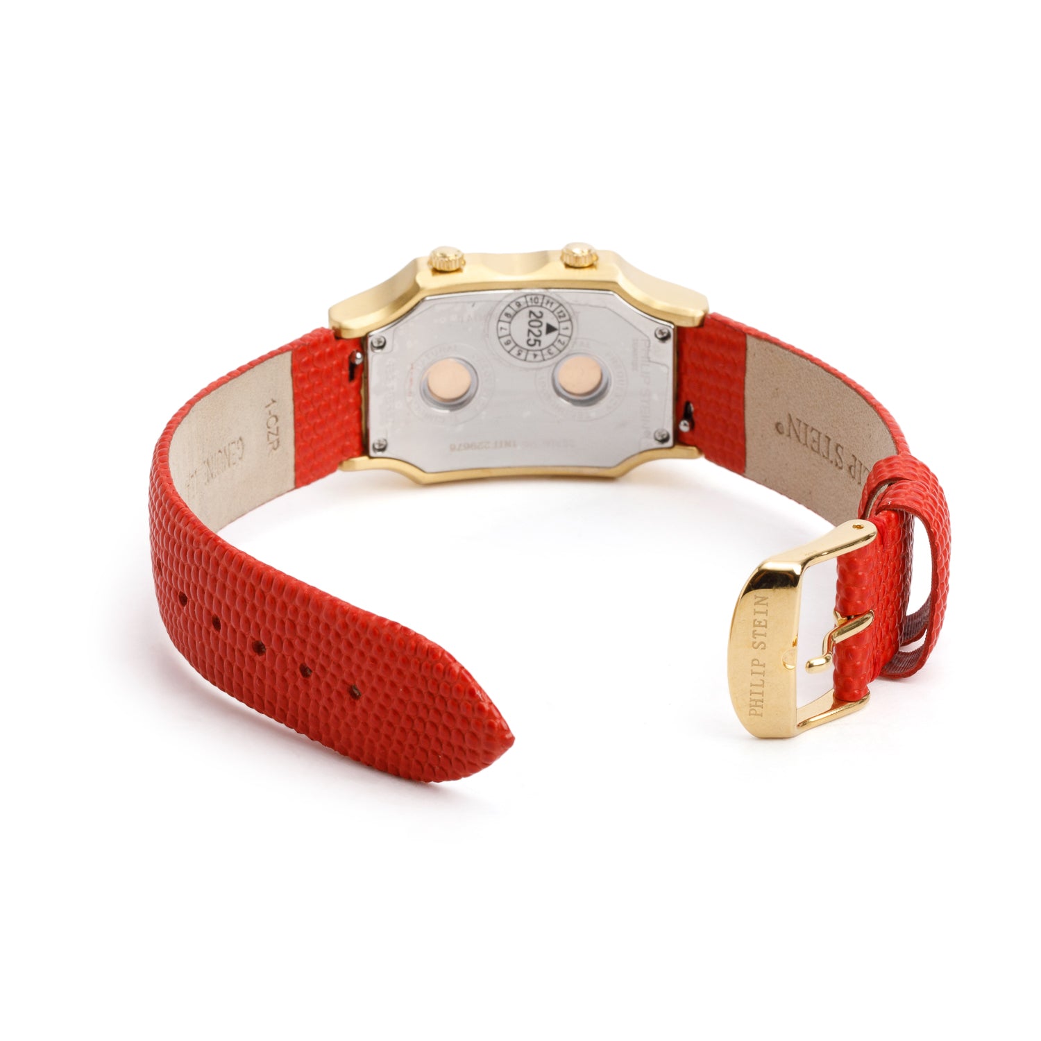 Philip Stein Gold Plated Stainless Steel Classic Signature Watch Mother of Pearl Dial w/ Box