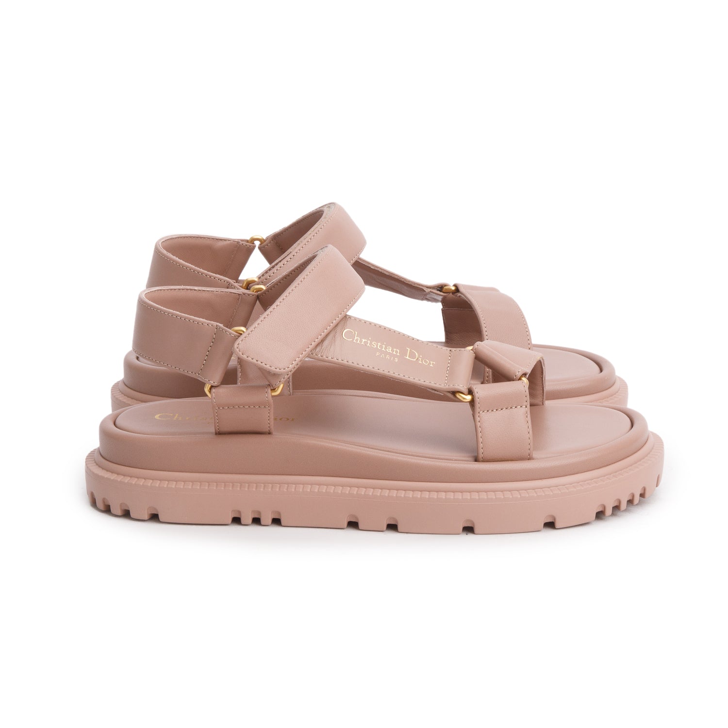 Christian Dior 2023 Pink Lambskin Leather D-Wave Sandals, Women's Size 36.5 w/ Box