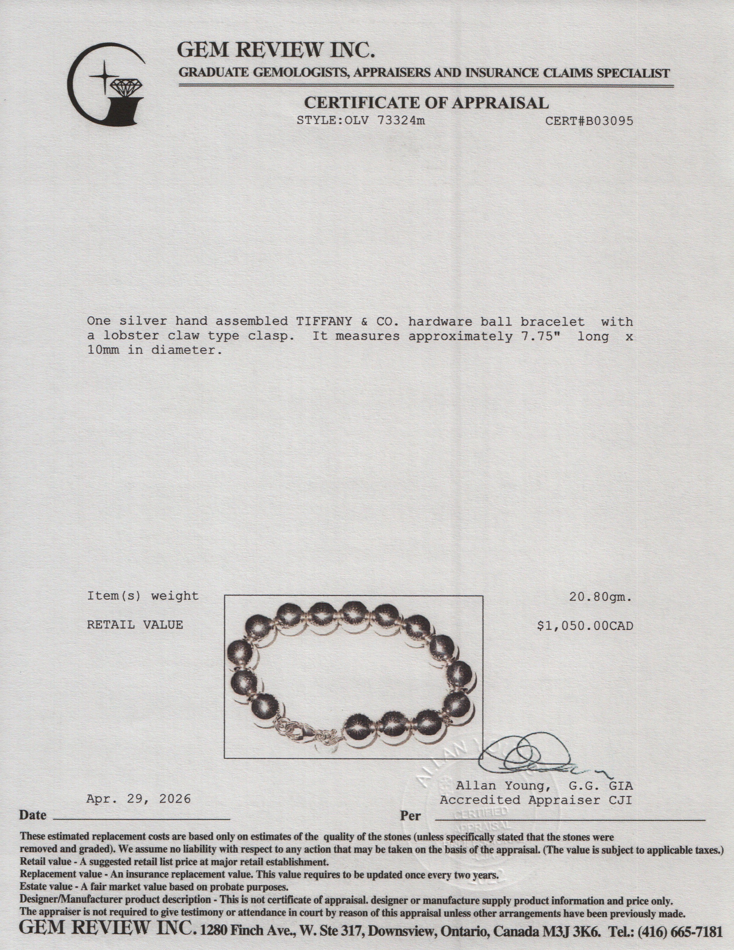 Tiffany & Co. Sterling Silver 10 MM HardWear Ball Bracelet