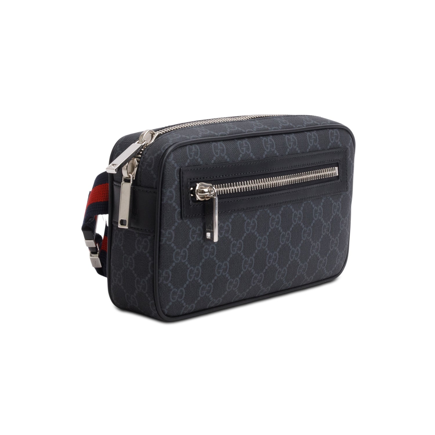 Gucci Black Soft GG Supreme Monogram Web Belt Bag