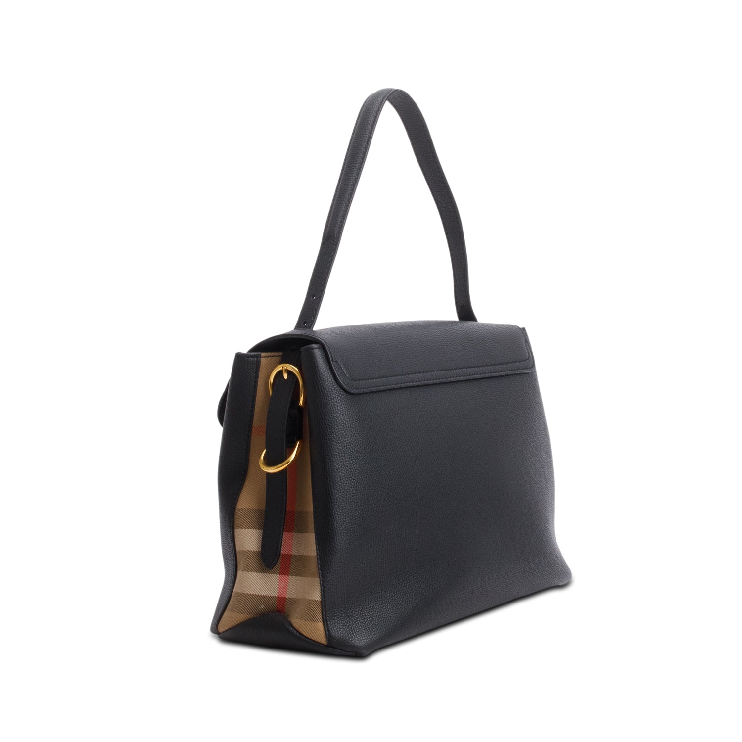 Burberry Black Derby Calfskin House Check Medium Camberley Bag w/ Strap