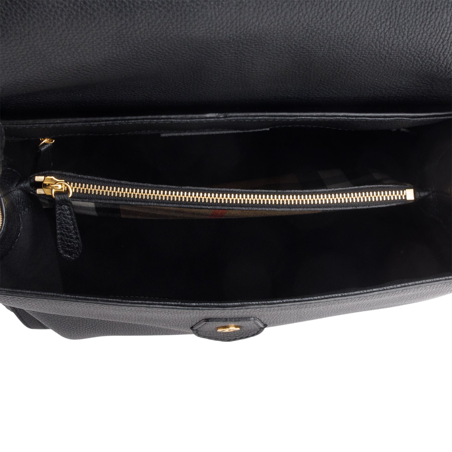 Burberry Black Derby Calfskin House Check Medium Camberley Bag w/ Strap