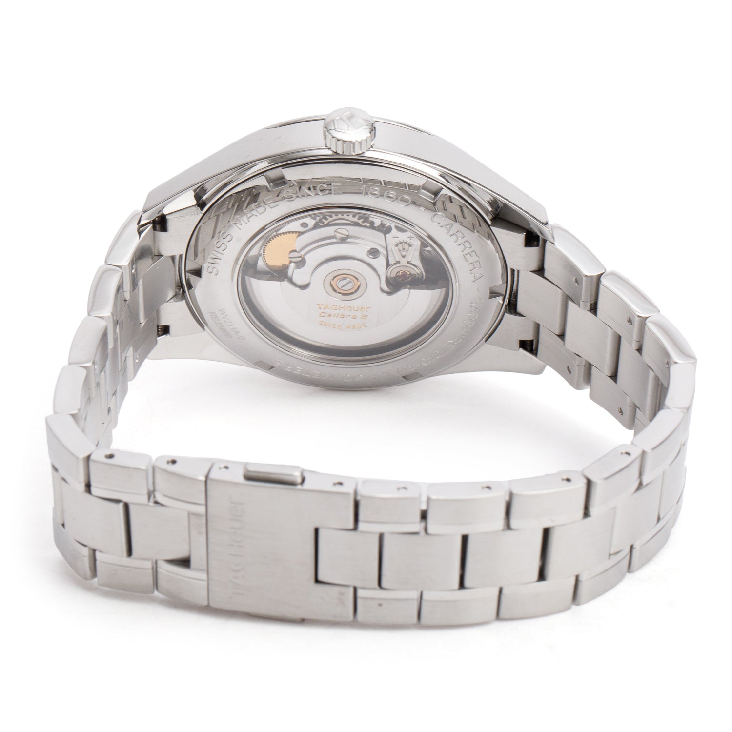 Tag Heuer Stainless Steel Carrera Calibre 5 39 MM Automatic Watch Silver Dial WV211A-0