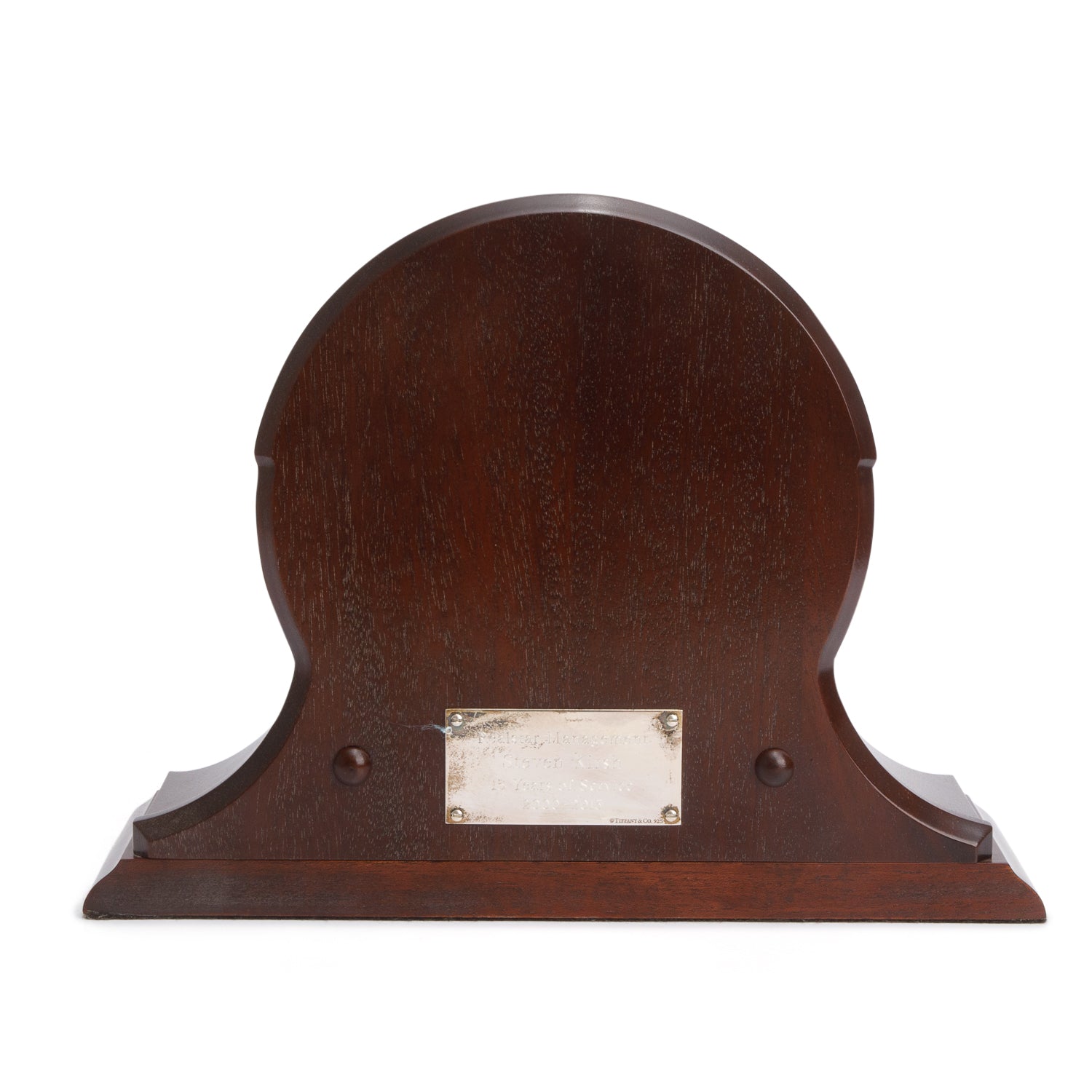 Tiffany & Co. Stainless Steel Wood Chelsea Ship's Bell Desk Clock