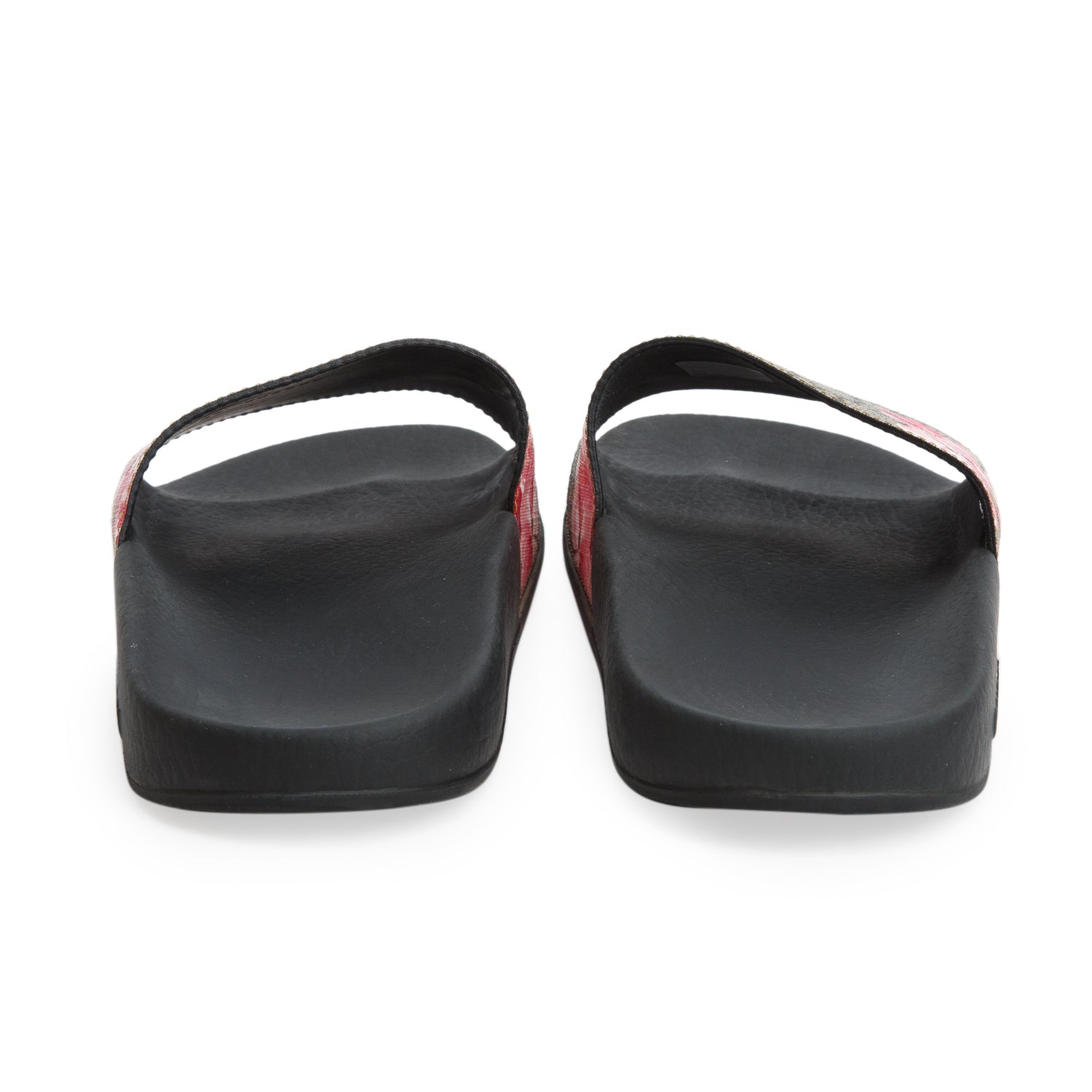 Gucci GG Supreme Blooms Canvas Black Rubber Slide Sandals, Women's Size 39 w/ Box