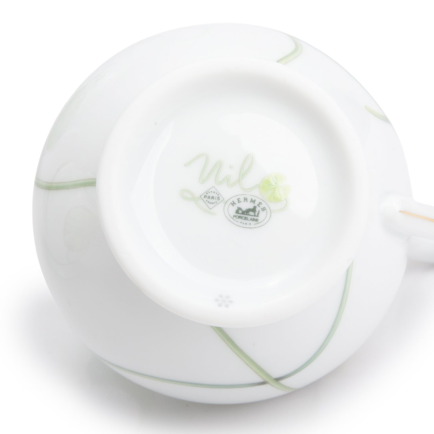 Hermes Porcelaine Nil Lotus 3-Piece Tea Pot, Creamer and Sugar Bowl Set