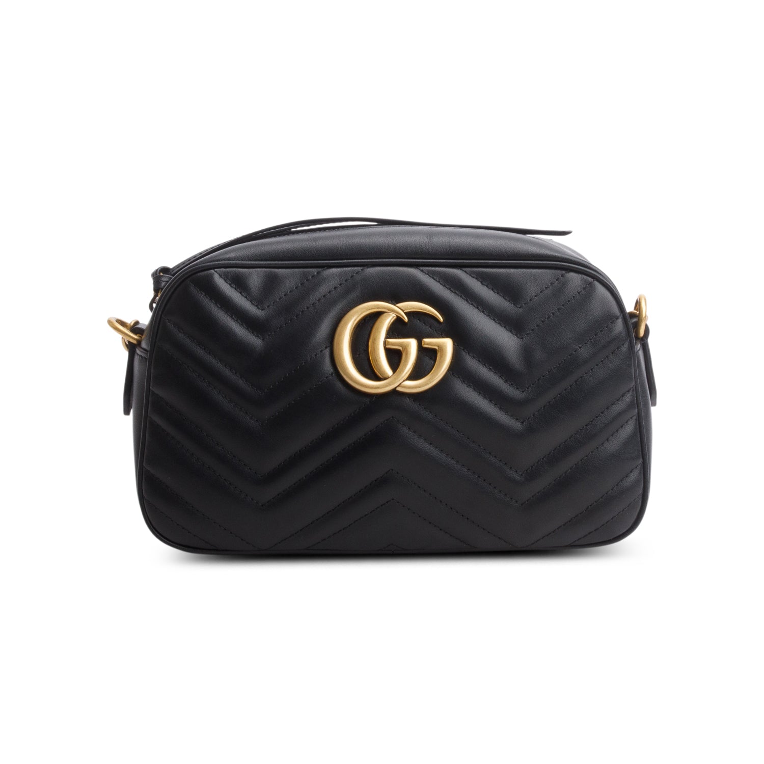 Gucci Black GG Marmont Matelasse Small Camera Bag w/ Box