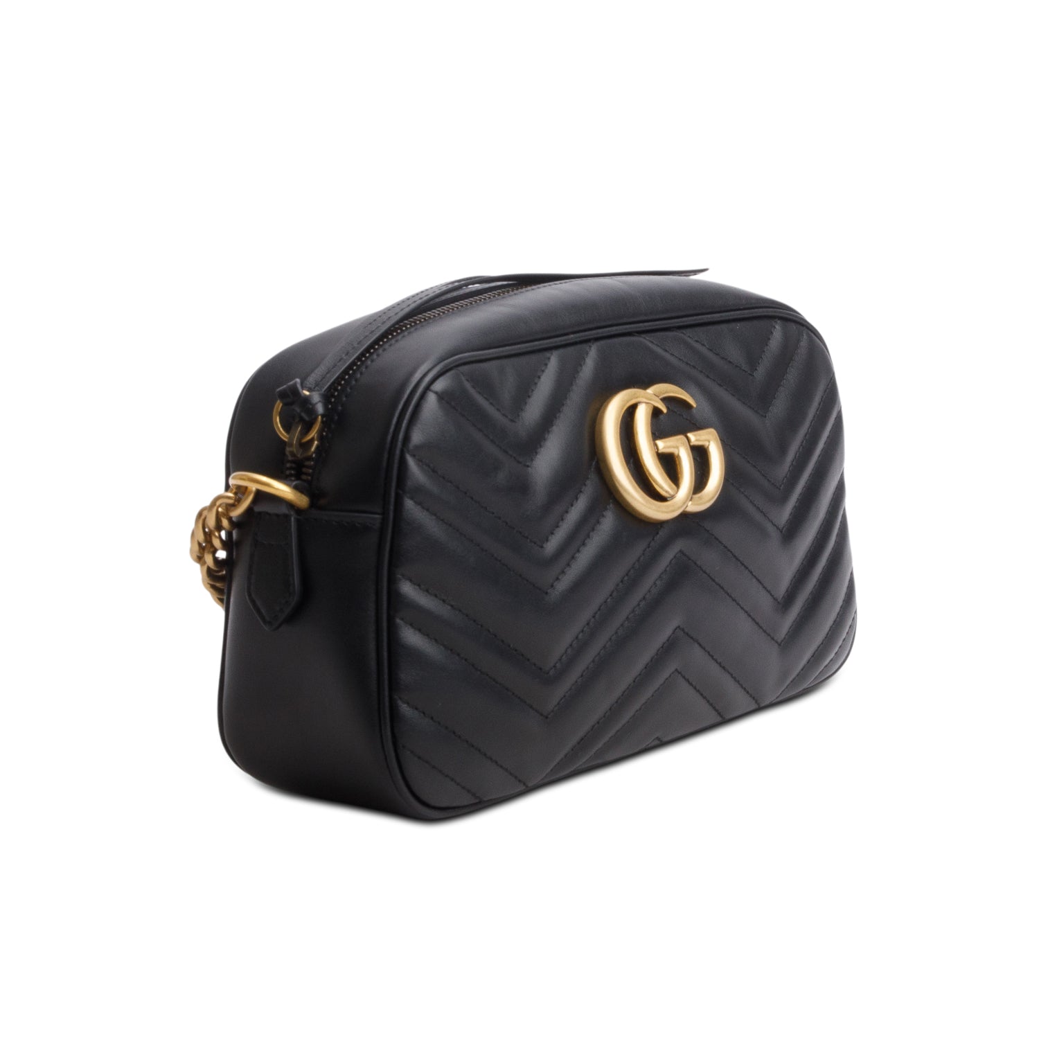 Gucci Black GG Marmont Matelasse Small Camera Bag w/ Box