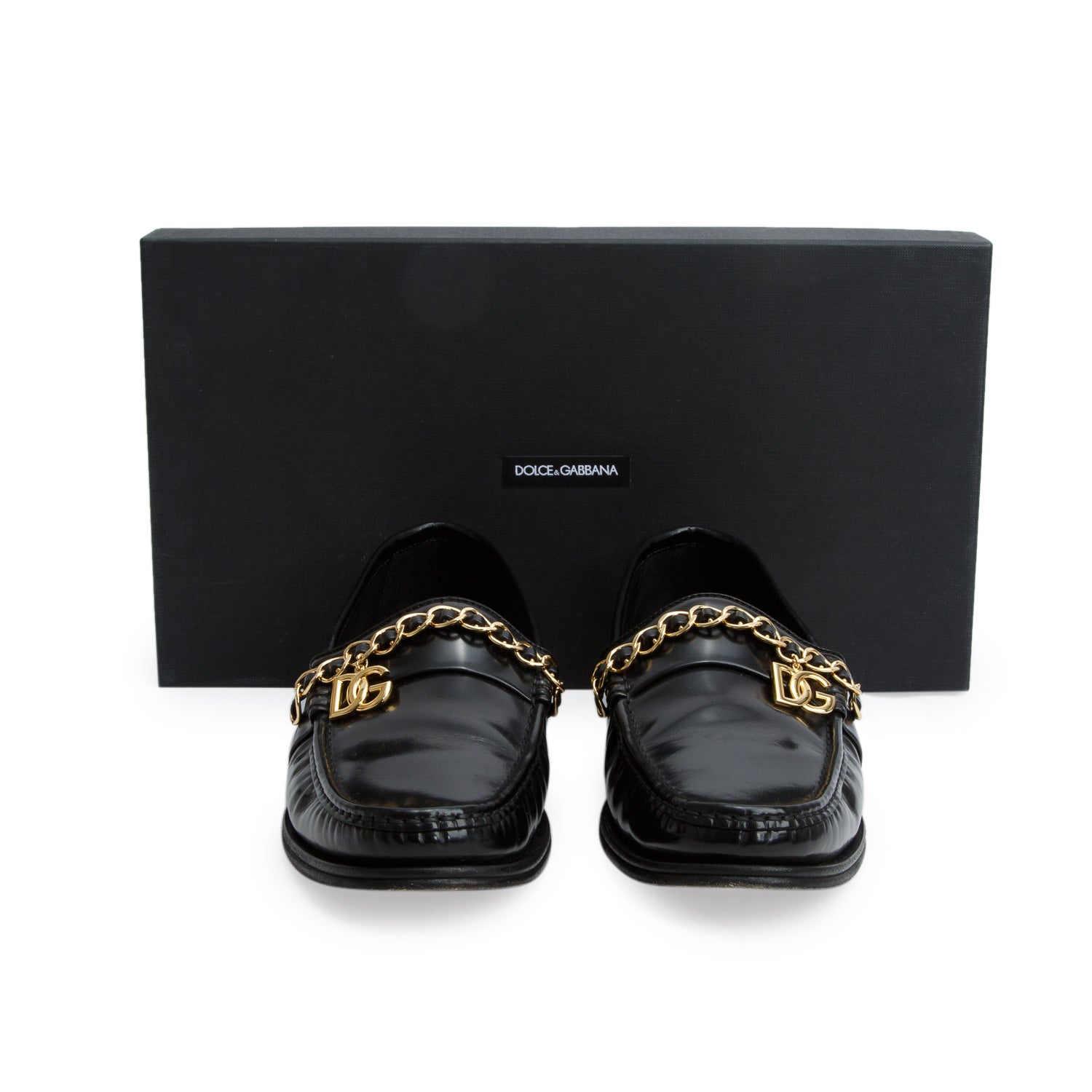 Dolce & Gabbana Black Vitello Polished Leather Visconti Loafers, Men's Size 9 w/ Box
