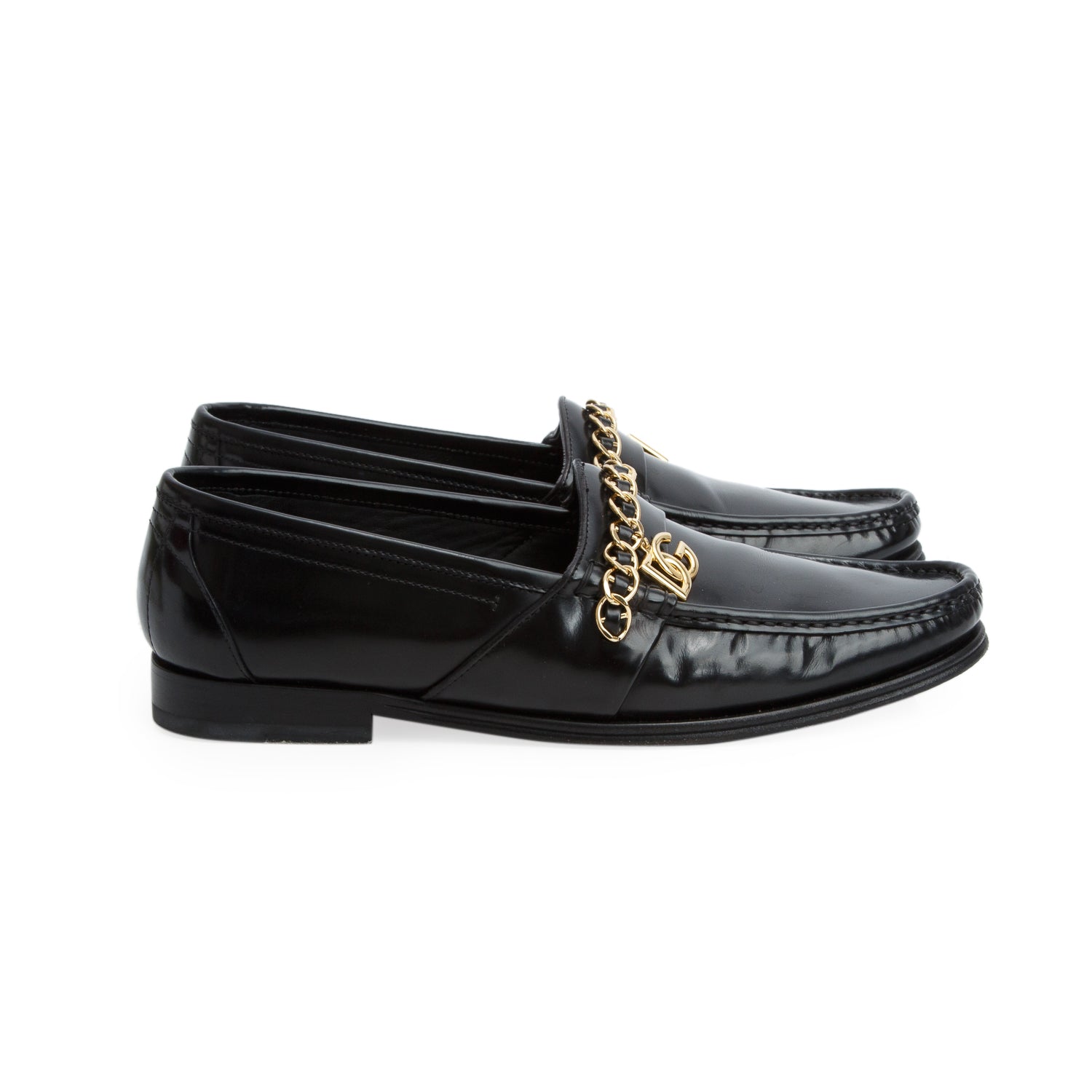 Dolce & Gabbana Black Vitello Polished Leather Visconti Loafers, Men's Size 9 w/ Box
