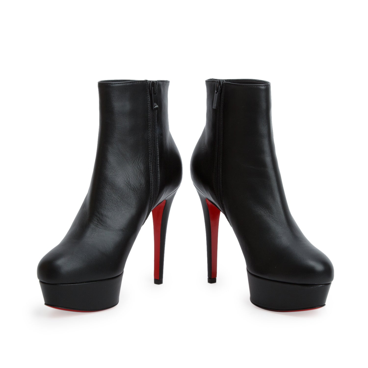 Christian Louboutin Black Nappa Shiny Leather Bianca Booty 120, Women's Size 37.5 w/ Box