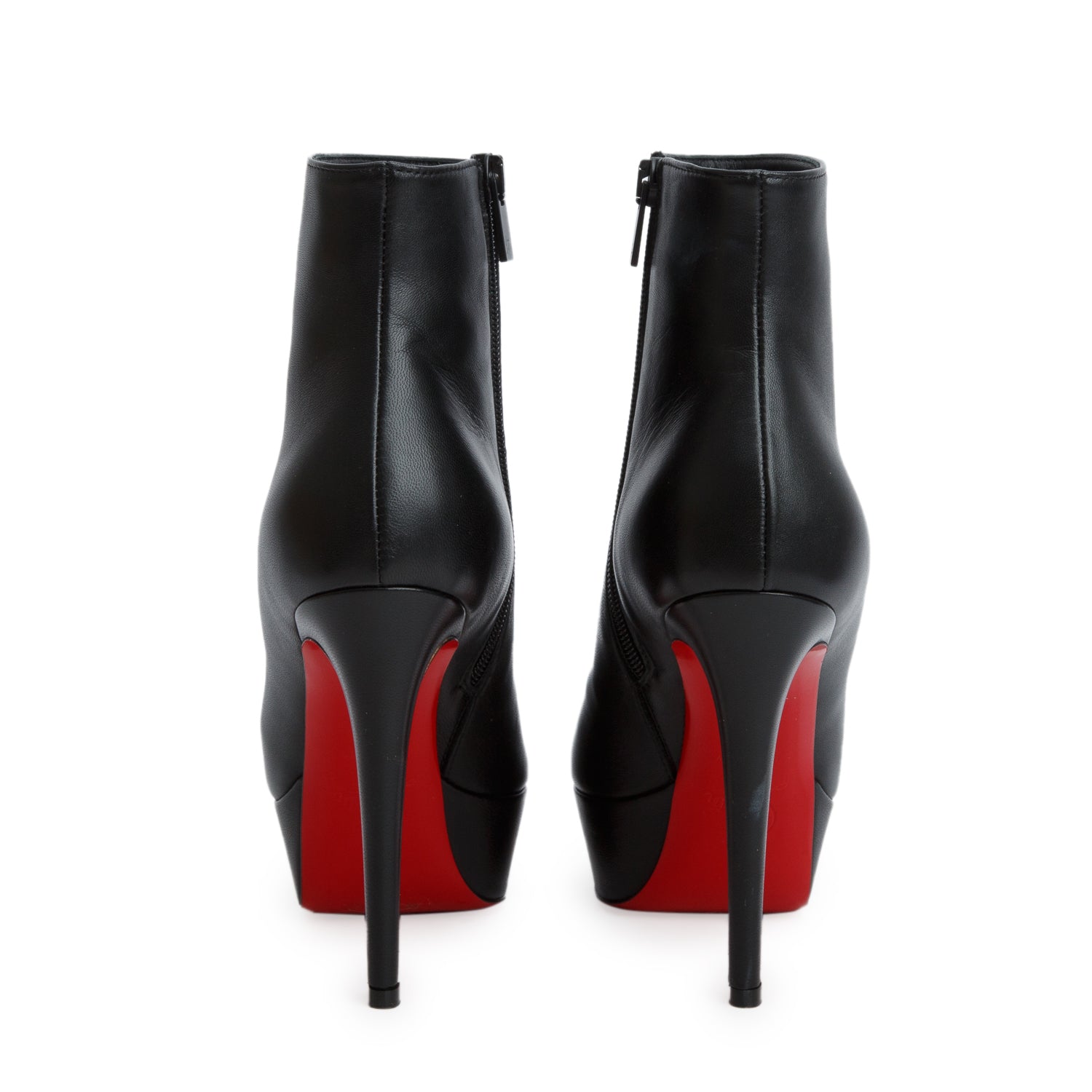 Christian Louboutin Black Nappa Shiny Leather Bianca Booty 120, Women's Size 37.5 w/ Box