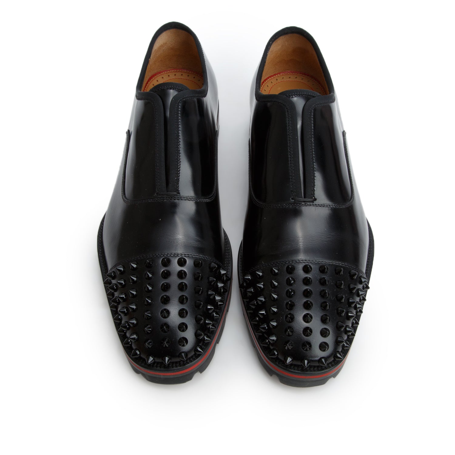 Christian Louboutin Black Shiny Calfskin Alpha-Pointe Oxfords, Men's Size 41 w/ Box