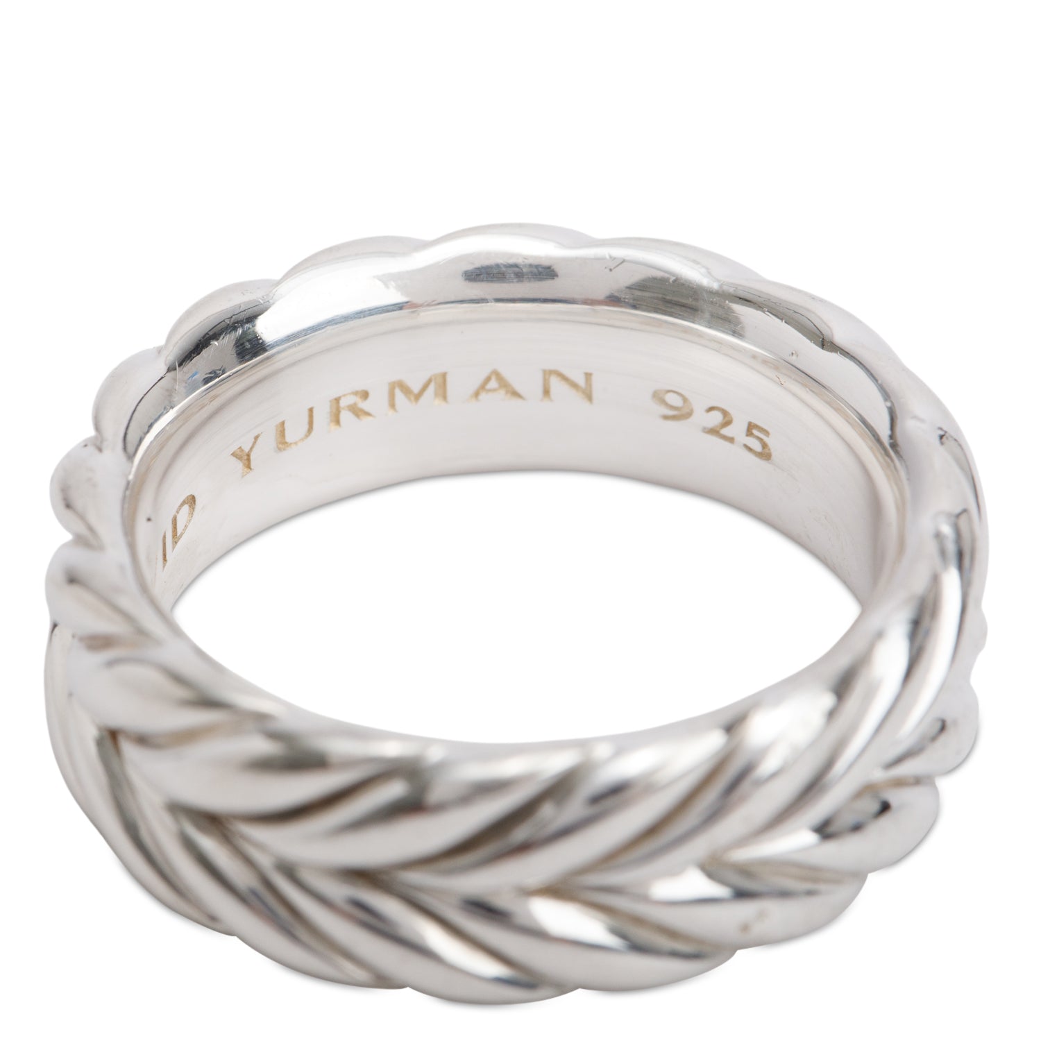 David Yurman Sterling Silver Chevron 8 MM Band Ring, Size 10