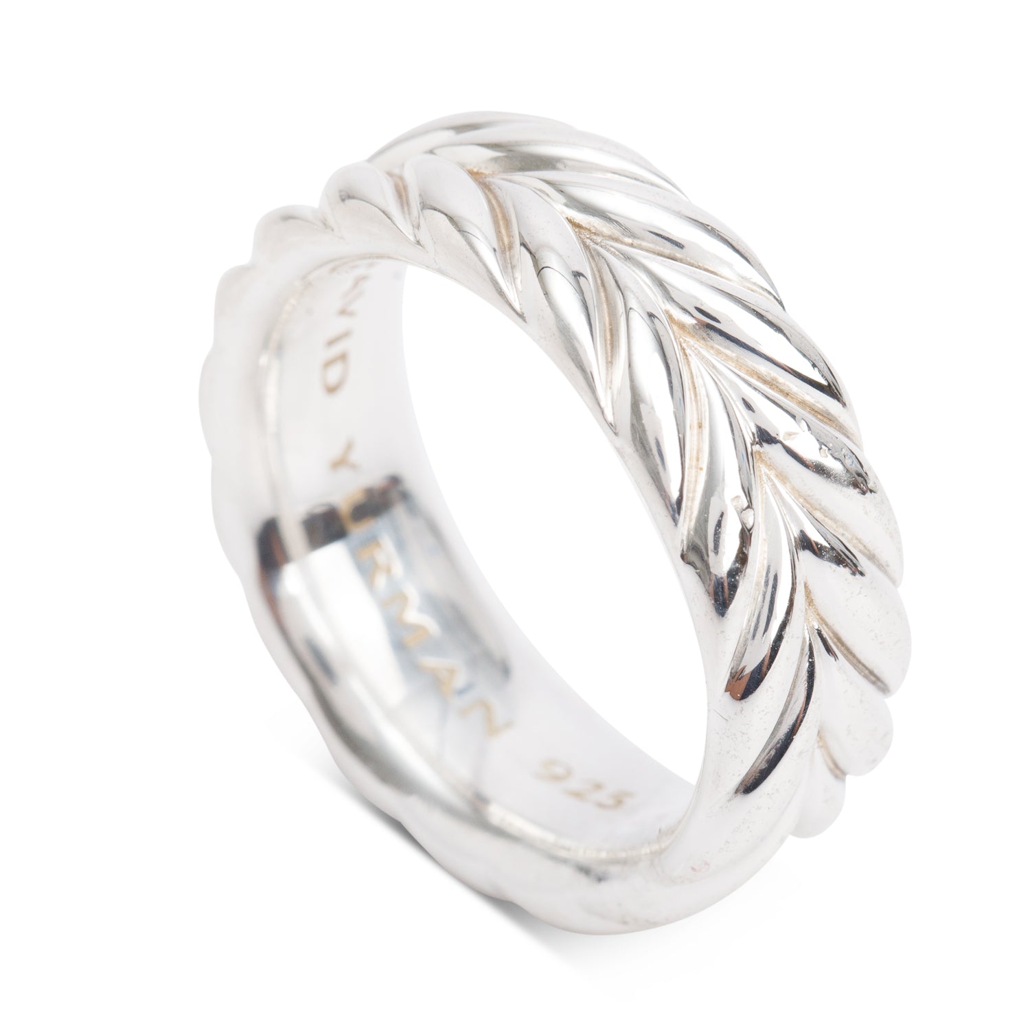 David Yurman Sterling Silver Chevron 8 MM Band Ring, Size 10