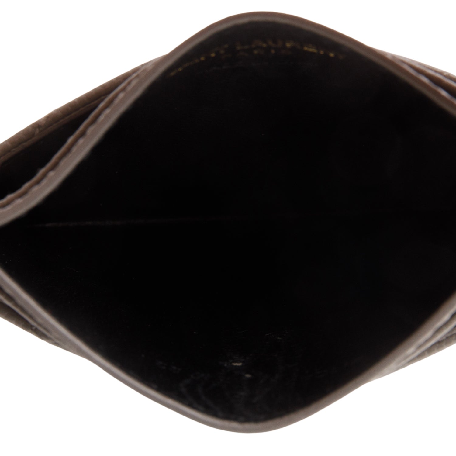 Saint Laurent 2022 Grey Grain de Poudre Chevron Cassandre Card Holder