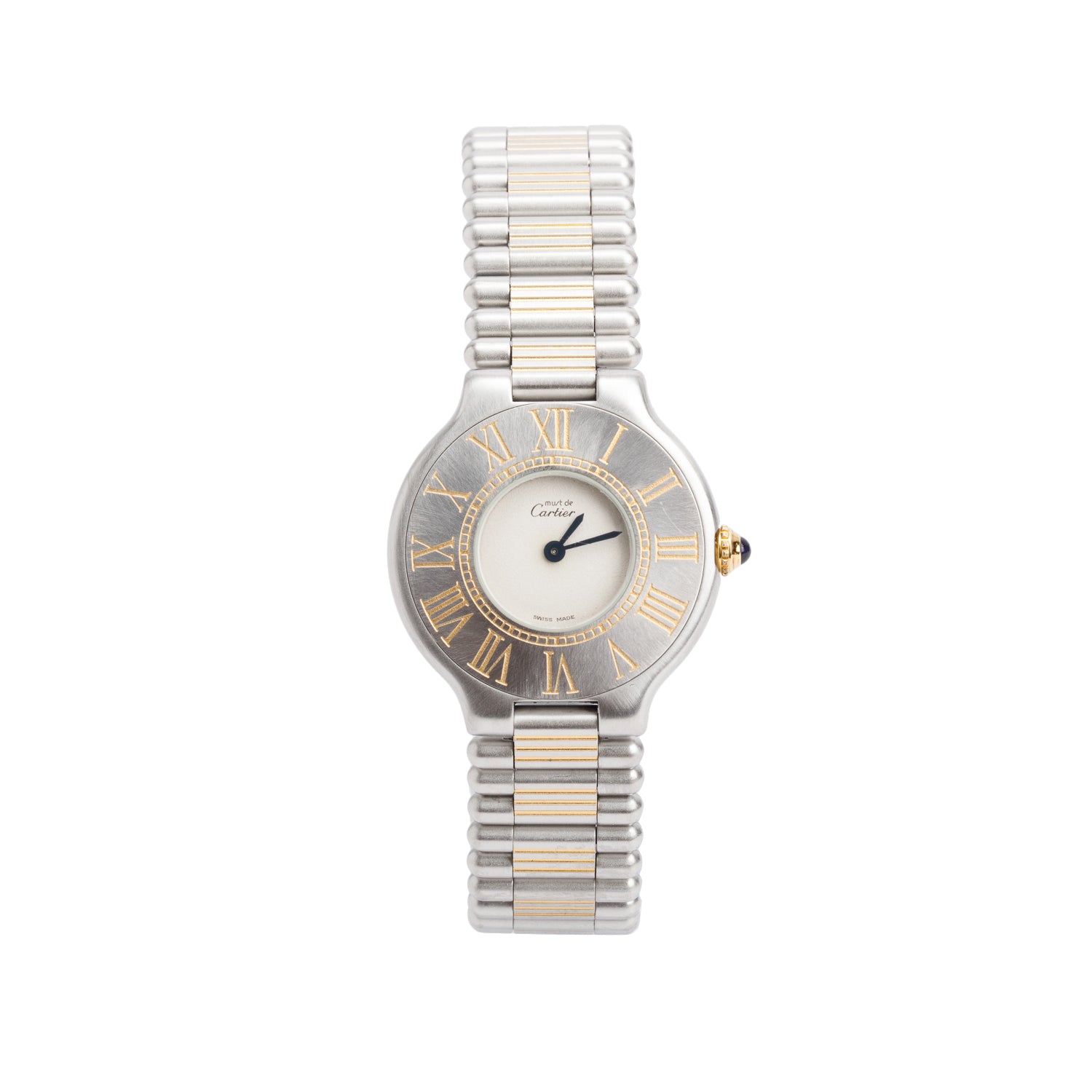 Cartier Stainless Steel & 18k Yellow Gold Plated Must de Cartier 21 28 MM Watch 9011 w/ Box & Papers
